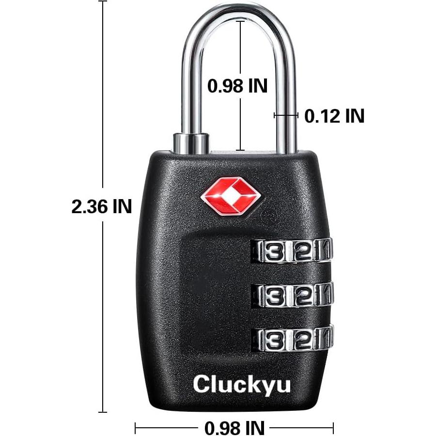 Candados de Equipaje TSA Cluckyu - Paquete de 4 - Combinación 3 Dígitos