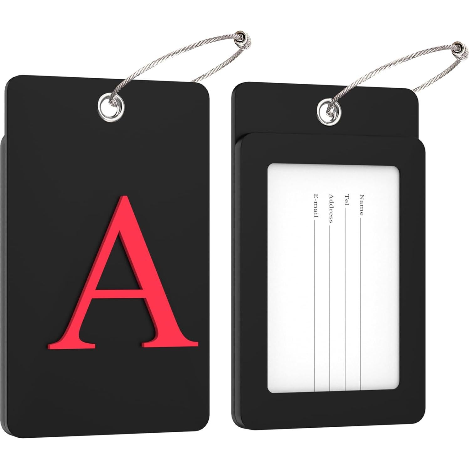 Etiquetas de Equipaje Gostwo 2 Piezas con Inicial A - Negro