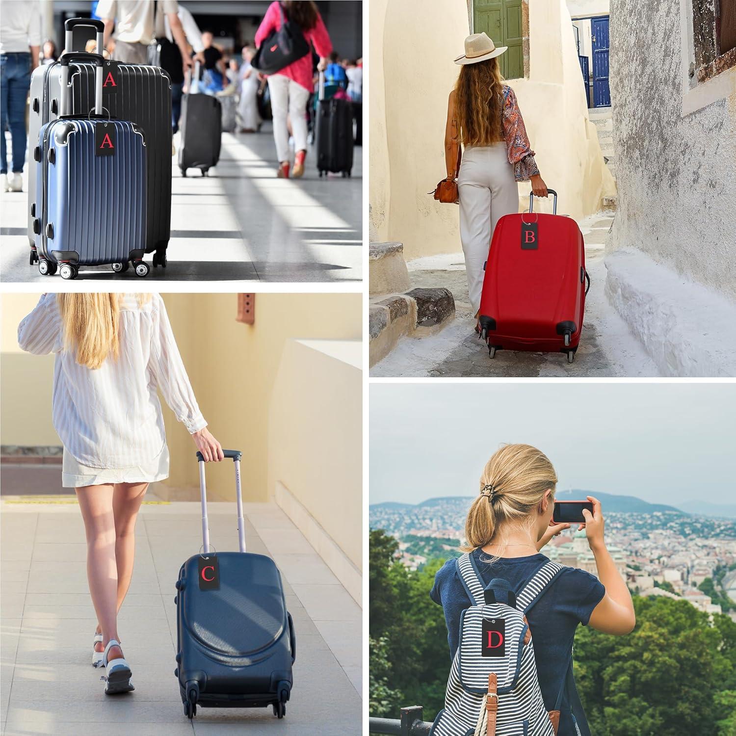 Etiquetas de Equipaje Gostwo 2 Piezas con Inicial A - Negro