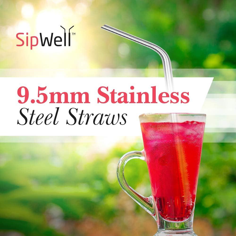 Pajitas de Acero Inoxidable Dobladas SipWell 21.5 cm - 4 Unidades