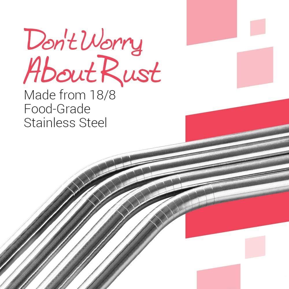 Pajitas de Acero Inoxidable Dobladas SipWell 21.5 cm - 4 Unidades