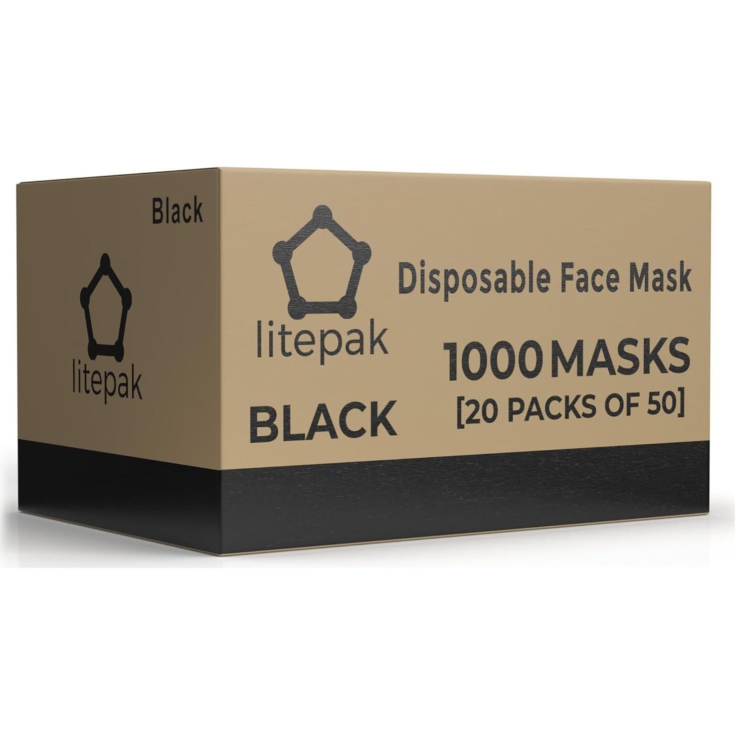 Mascarillas Desechables Litepak 1000 PCS Negras Transpirables