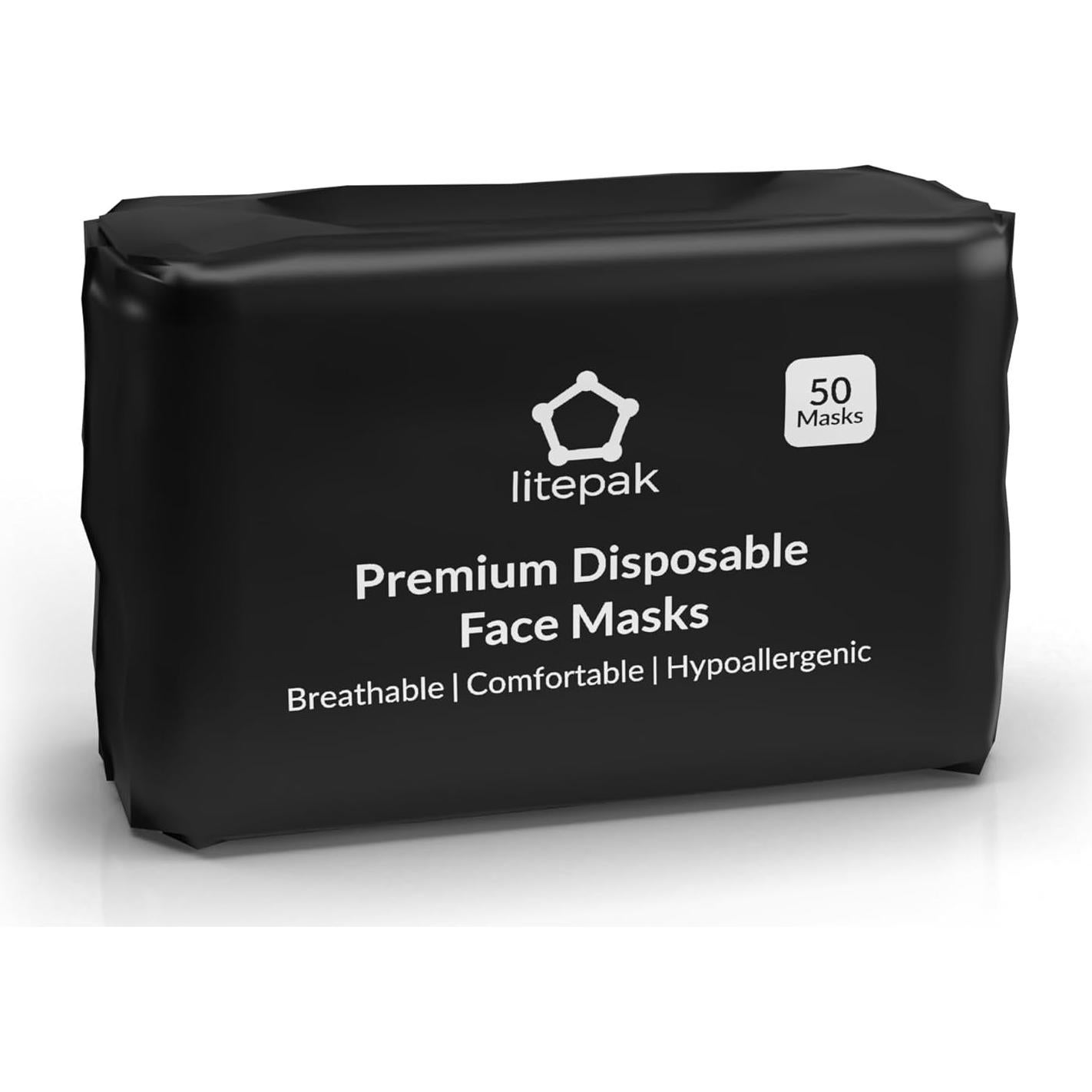 Mascarillas Desechables Litepak 1000 PCS Negras Transpirables