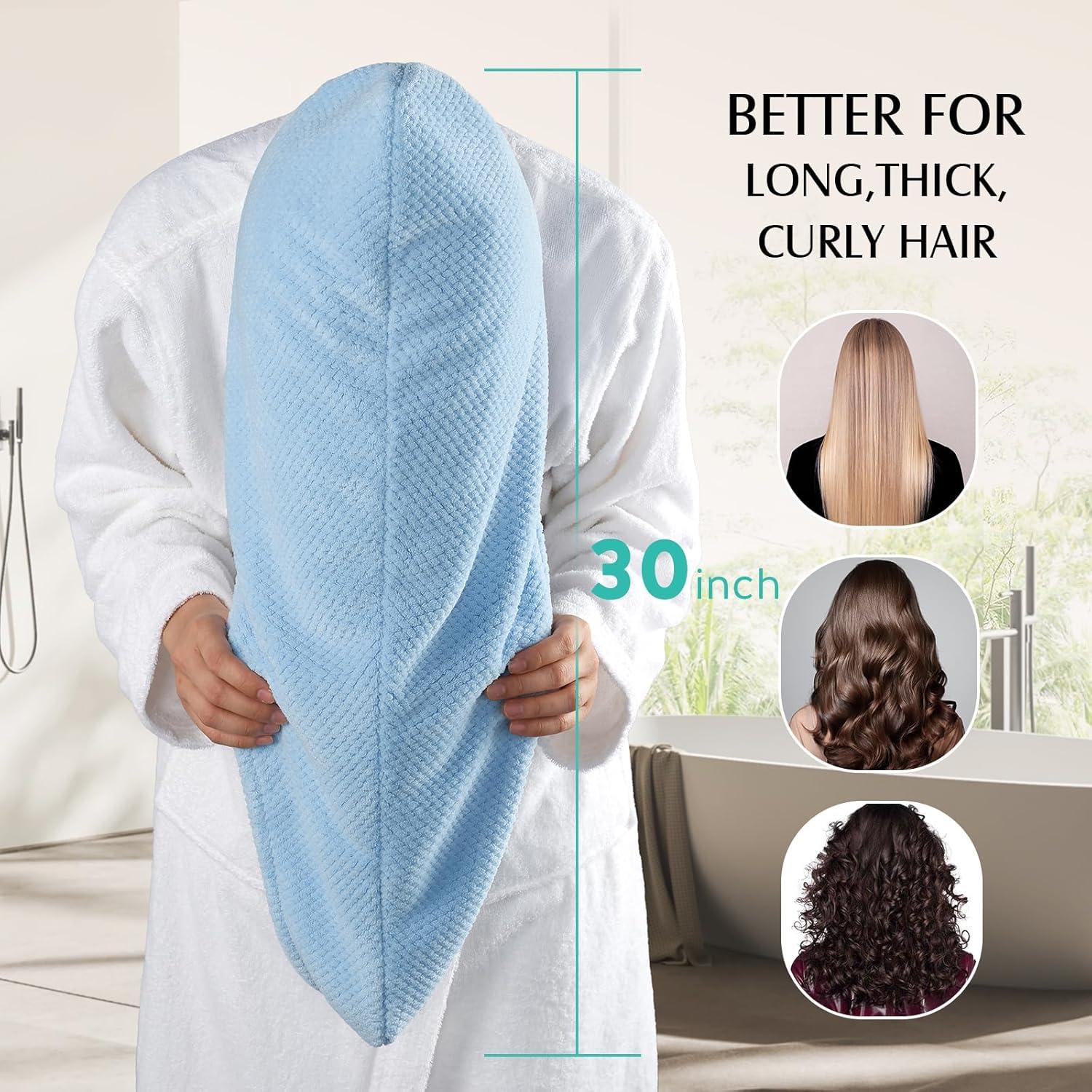 Toalla de Microfibra para Cabello YFONG 3 Paquetes Antifrizz 76x25cm