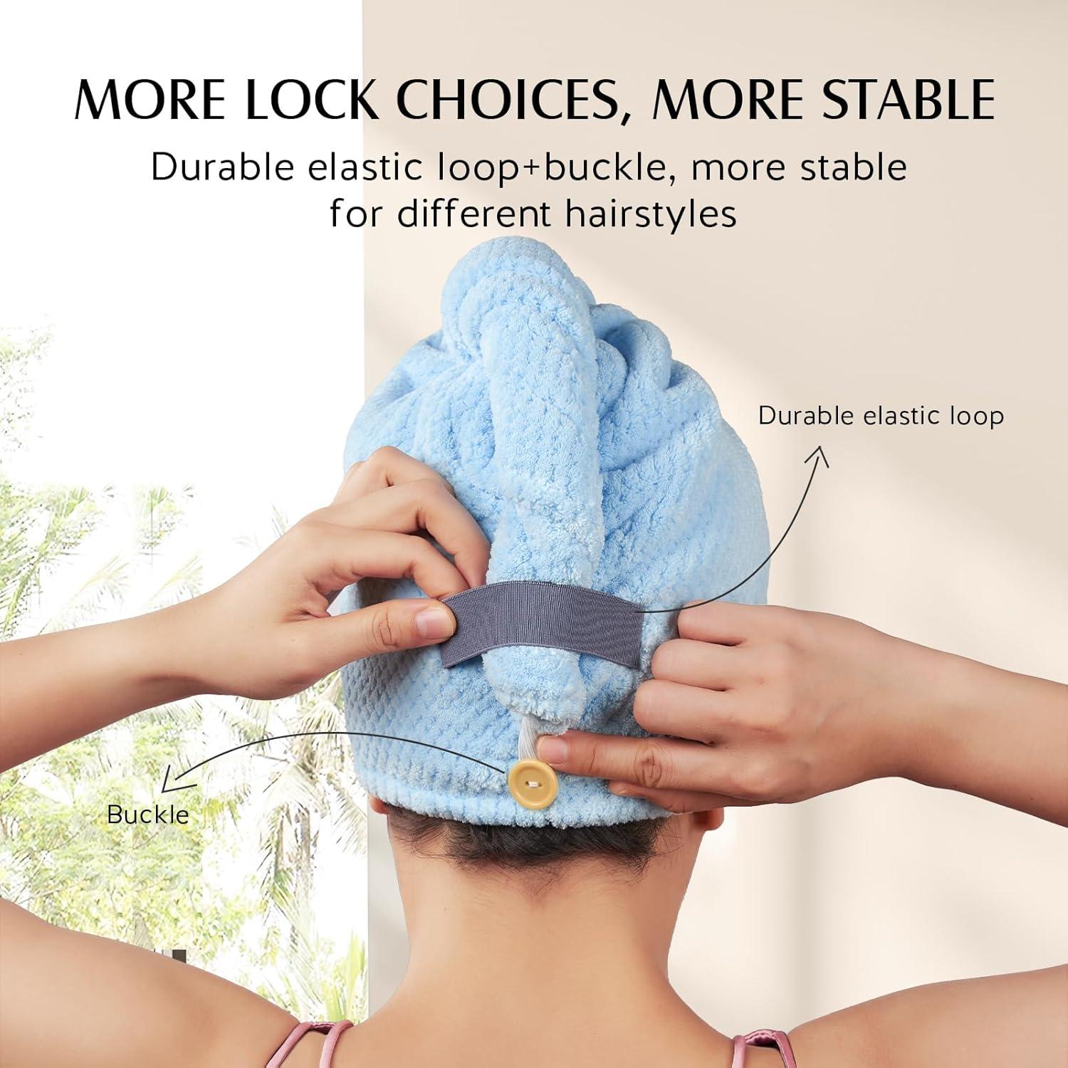 Toalla de Microfibra para Cabello YFONG 3 Paquetes Antifrizz 76x25cm