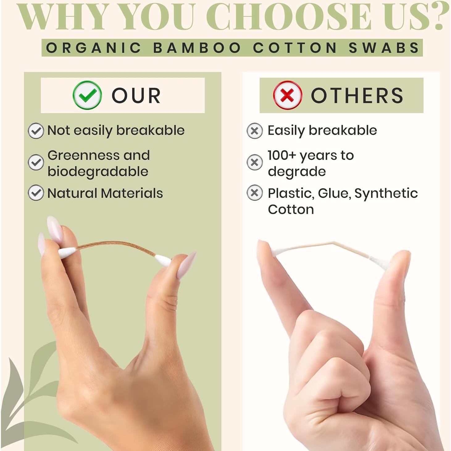 Hisopos de Algodón de Bambú Carbonizado Beautiful Mind 500pcs