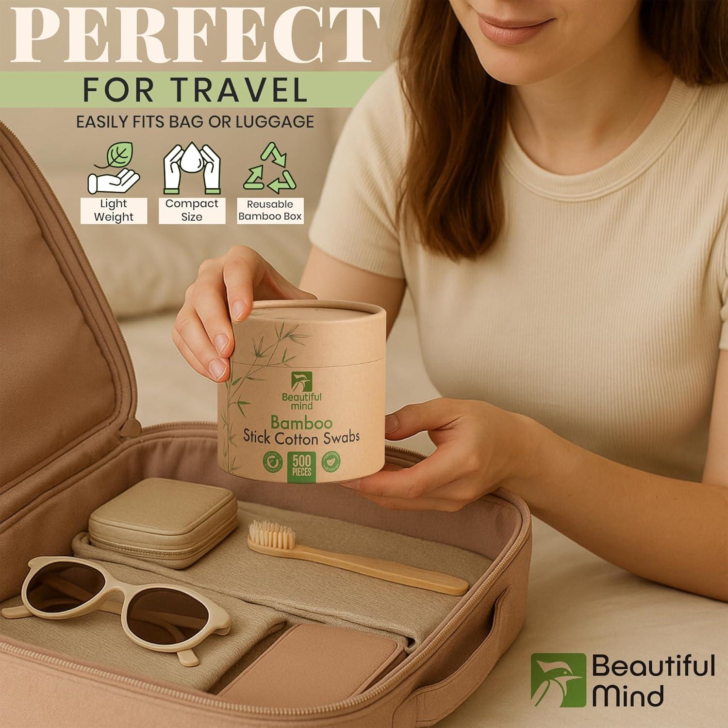Hisopos de Algodón de Bambú Carbonizado Beautiful Mind 500pcs