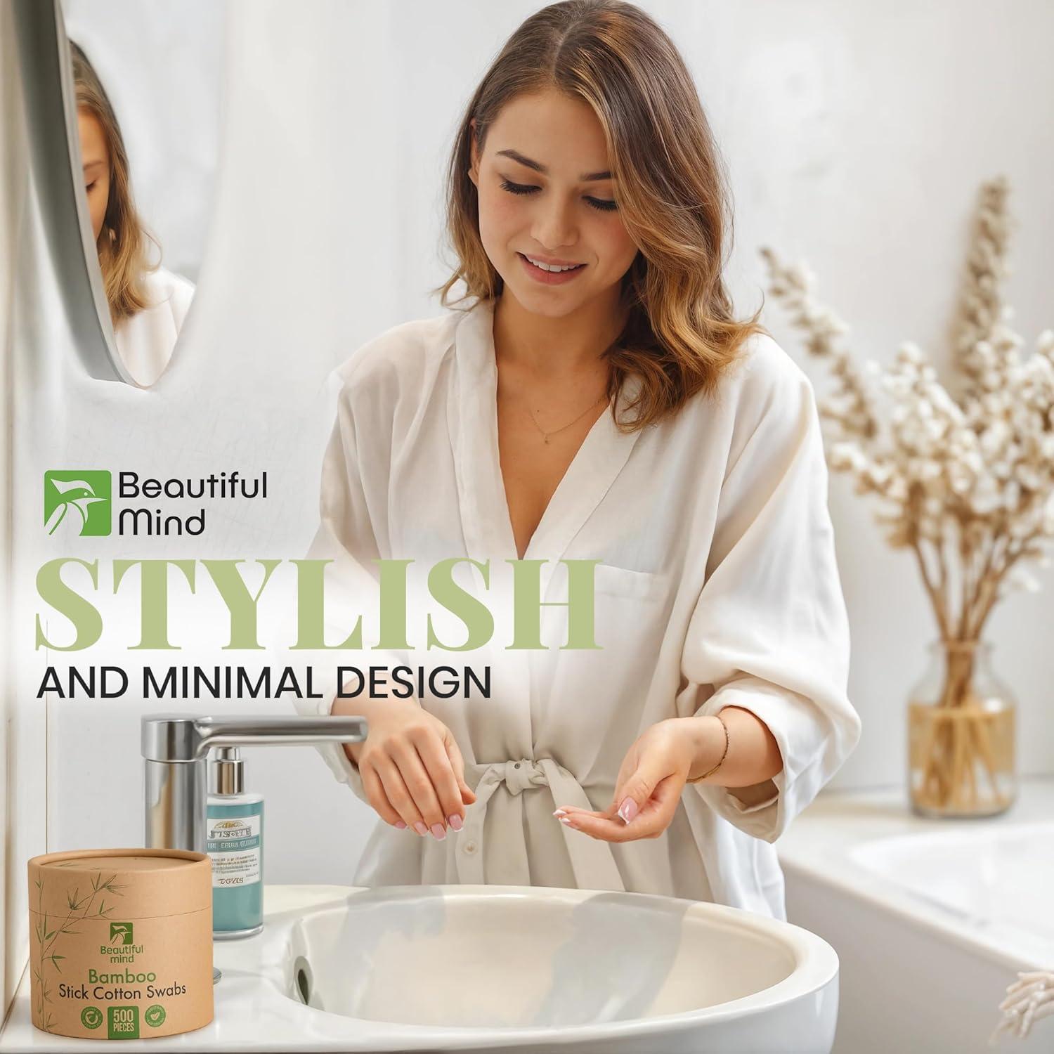Hisopos de Algodón de Bambú Carbonizado Beautiful Mind 500pcs