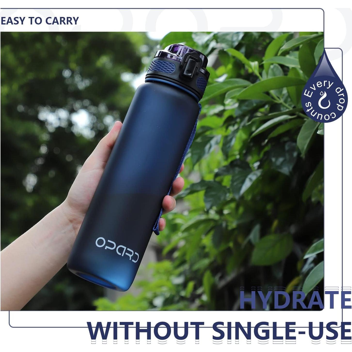 Botella de Agua Deportiva Opard 1000ml con Marcador de Tiempo