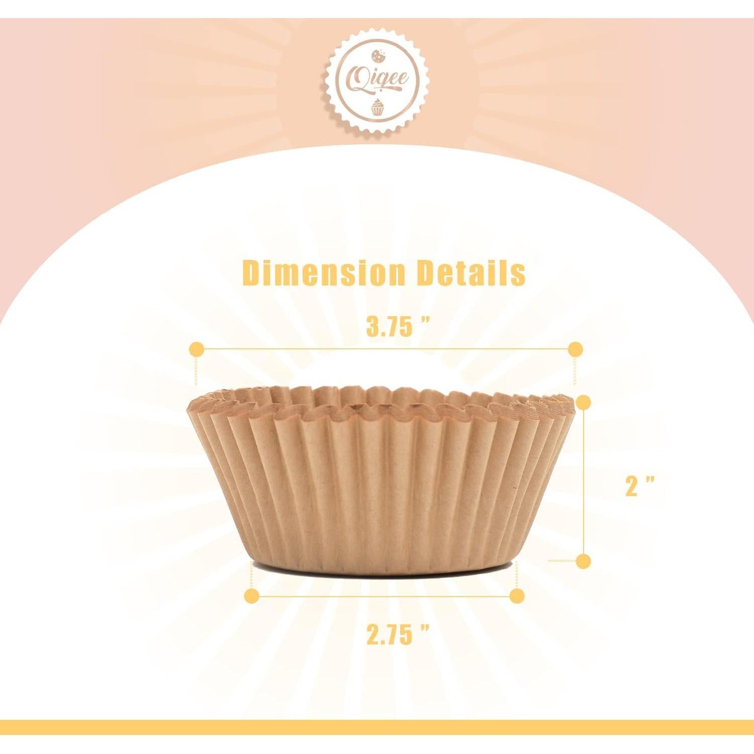 Forros de Cupcake Jumbo Qiqee 300 Piezas Papel Marrón