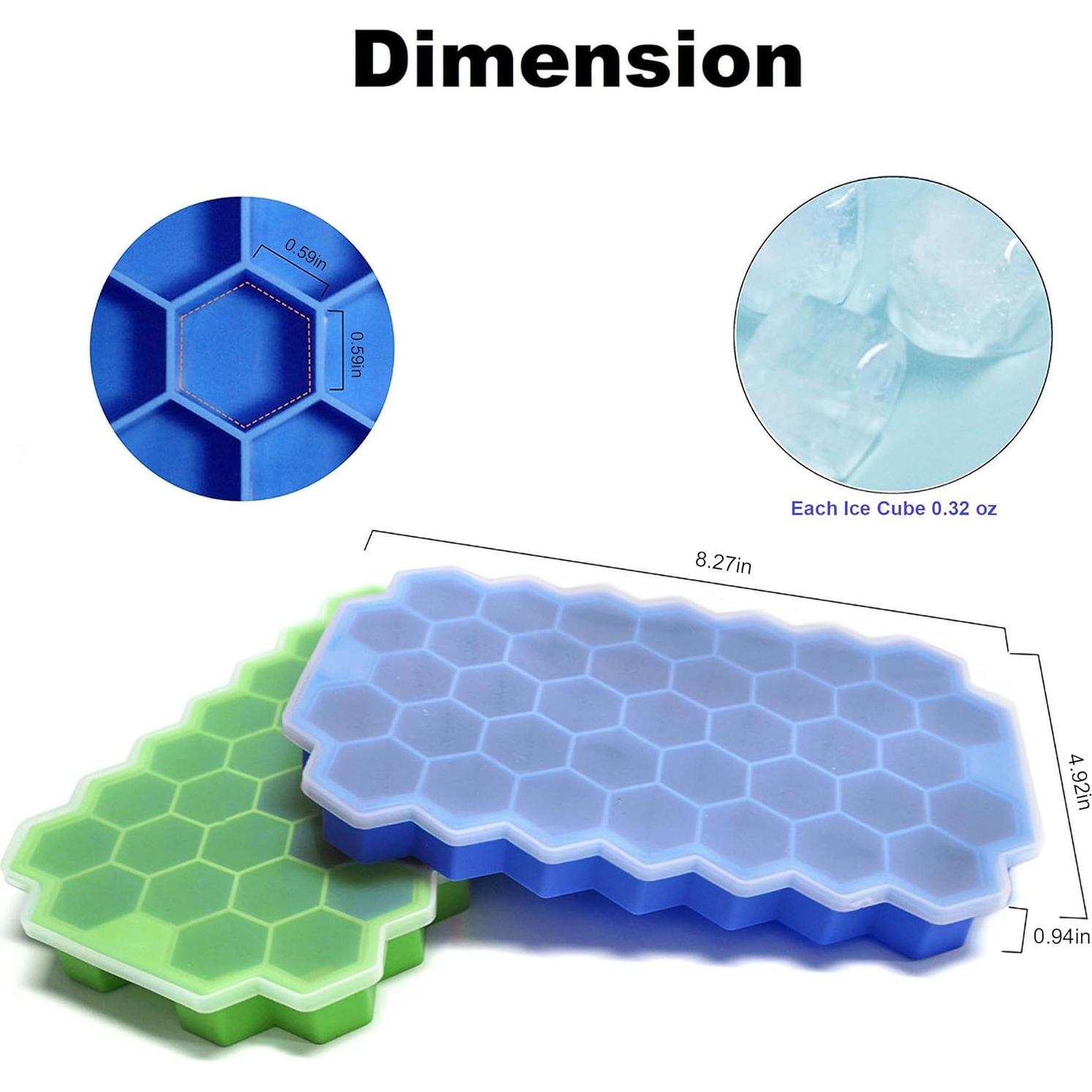 Bandeja de Hielo de Silicona BIDFUL 2 Piezas con Tapa