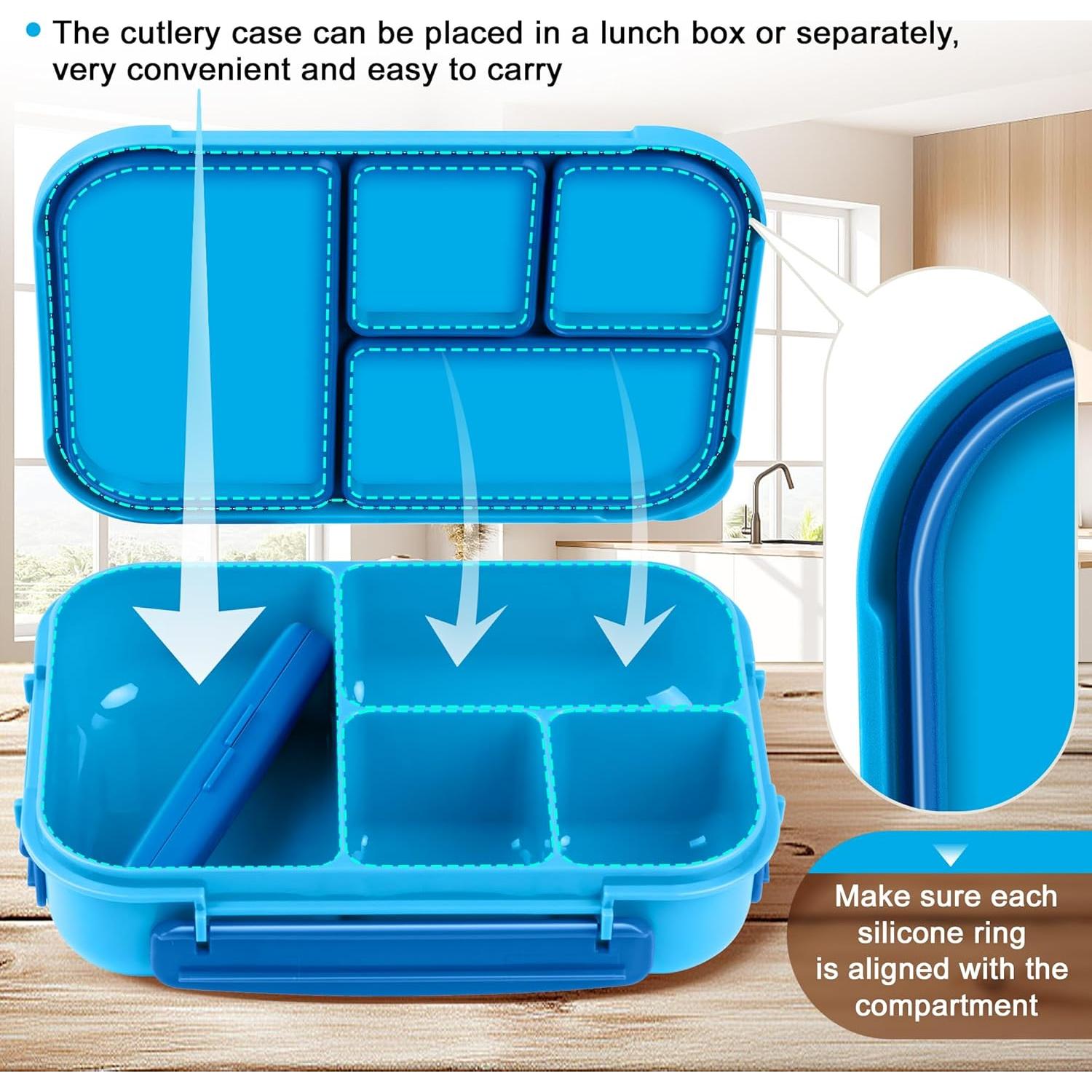 Caja de Almuerzo Bento Amathley 1200ml 4 Compartimentos Azul