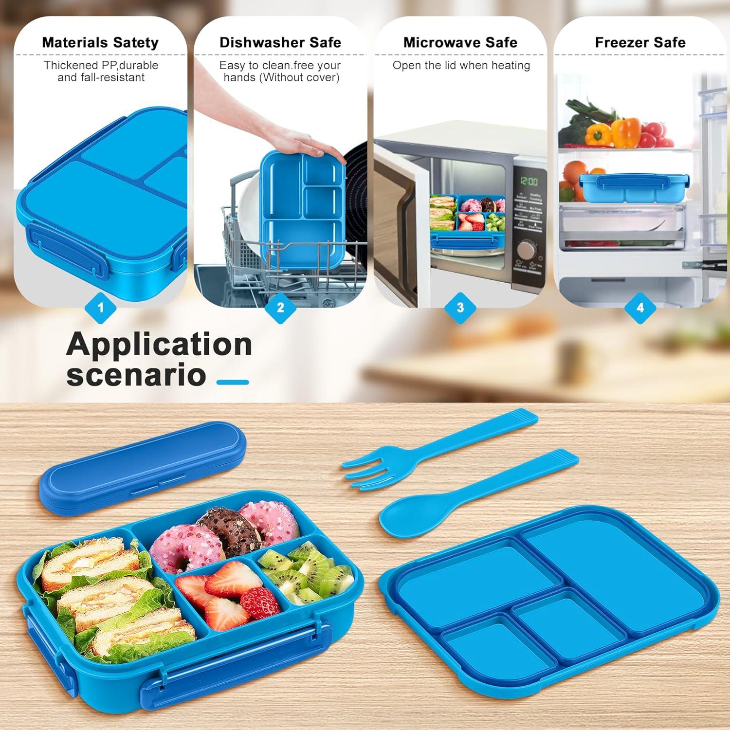 Caja de Almuerzo Bento Amathley 1200ml 4 Compartimentos Azul