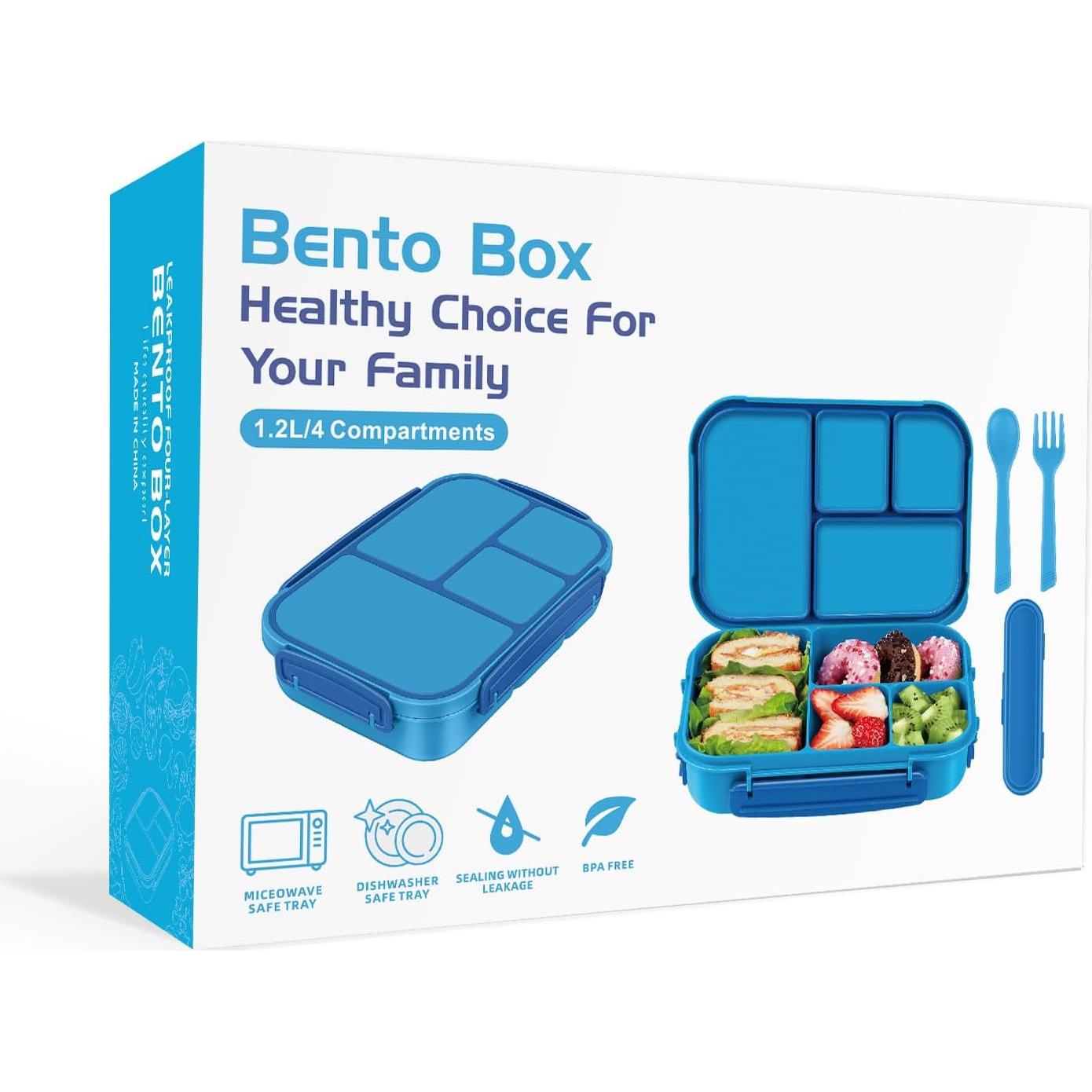 Caja de Almuerzo Bento Amathley 1200ml 4 Compartimentos Azul