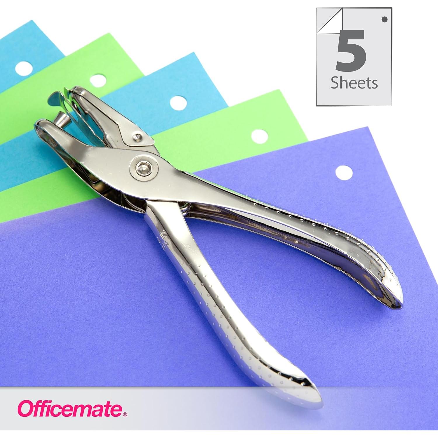 Perforadora Manual Officemate Plata 1 Agujero 5 Hojas Paquete 2