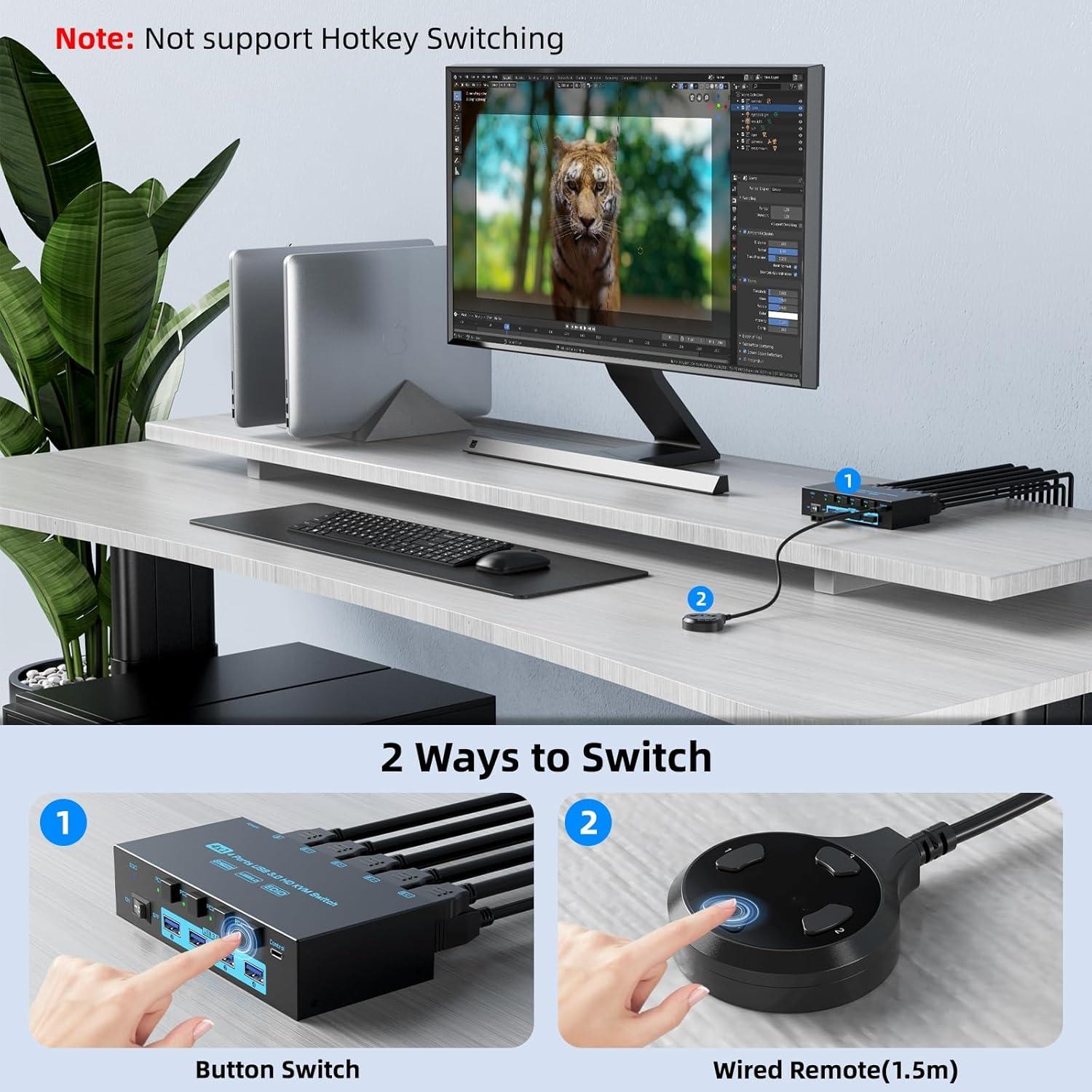 Interruptor KVM HDMI ANXQQ 4 Puertos 8K 60Hz USB 3.0