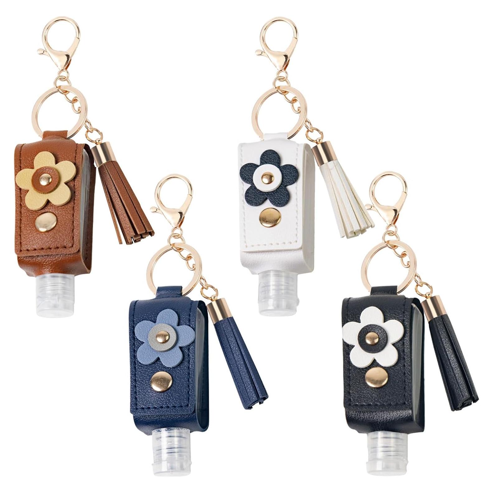 4 Piezas Llaveros con Botellas de 30ml para Sanitizante de Manos