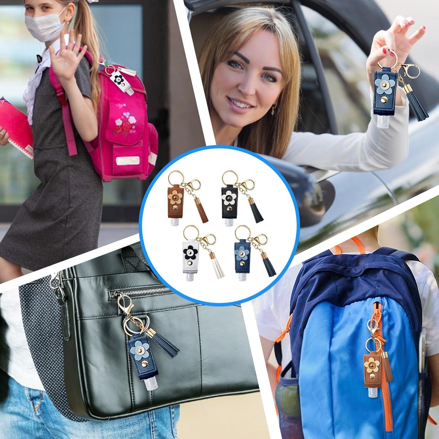 4 Piezas Llaveros con Botellas de 30ml para Sanitizante de Manos