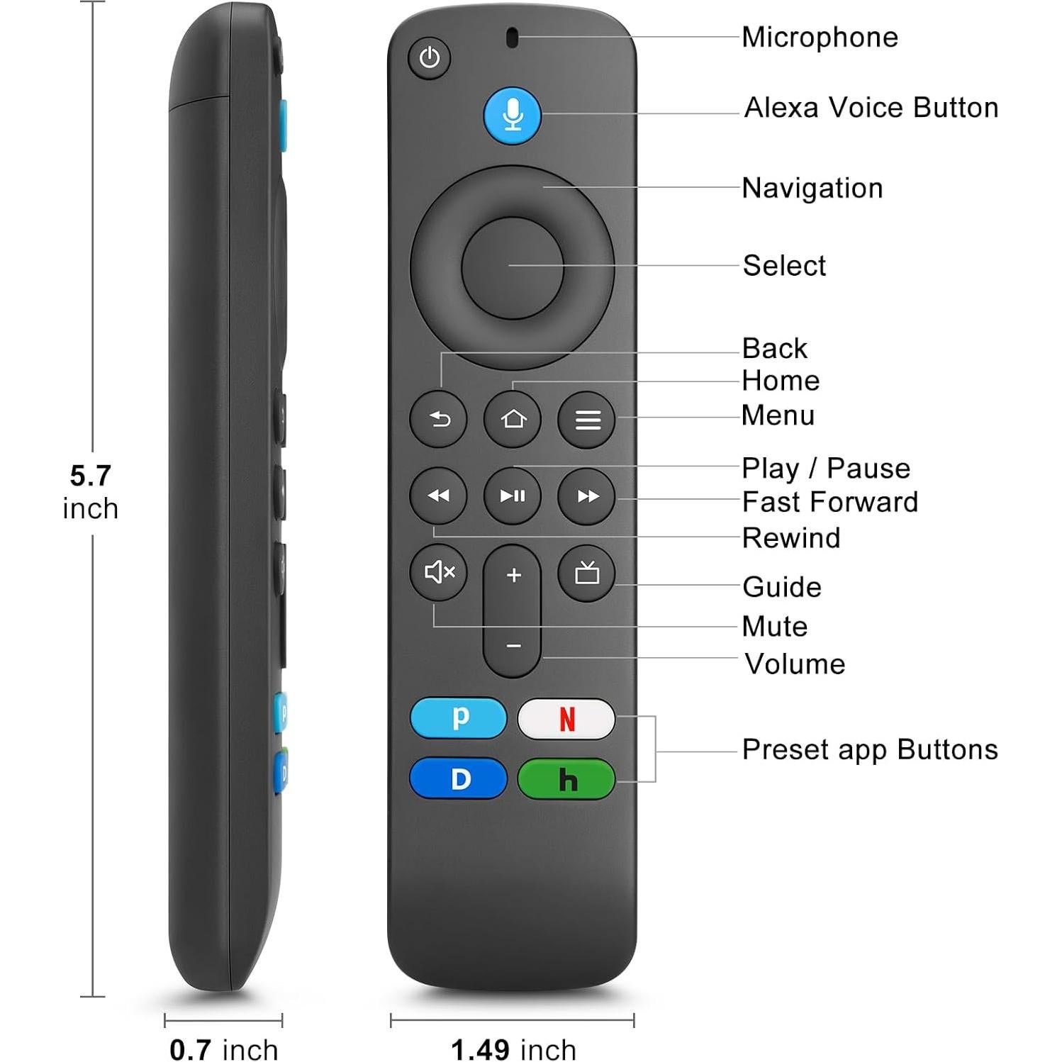 Control Remoto de Voz Angrox AMZ3 para TV Stick y TVs Inteligentes