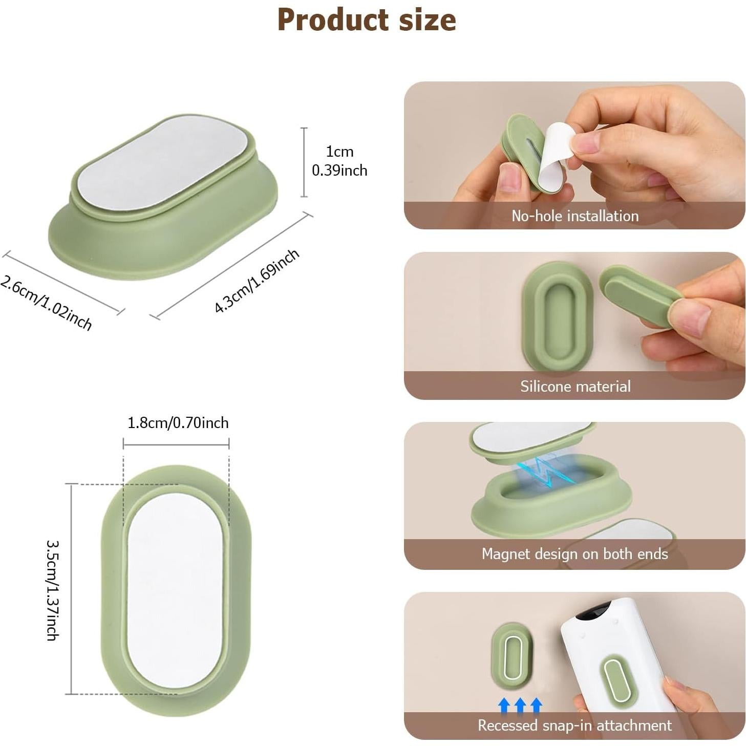 Magnetic Remote Control Holder Wall Mount - 4 Pcs No Drill Self-Adhesive Organizer for Air Conditioner & TV Remotes, Storage Caddy for Televisions Backside - Black