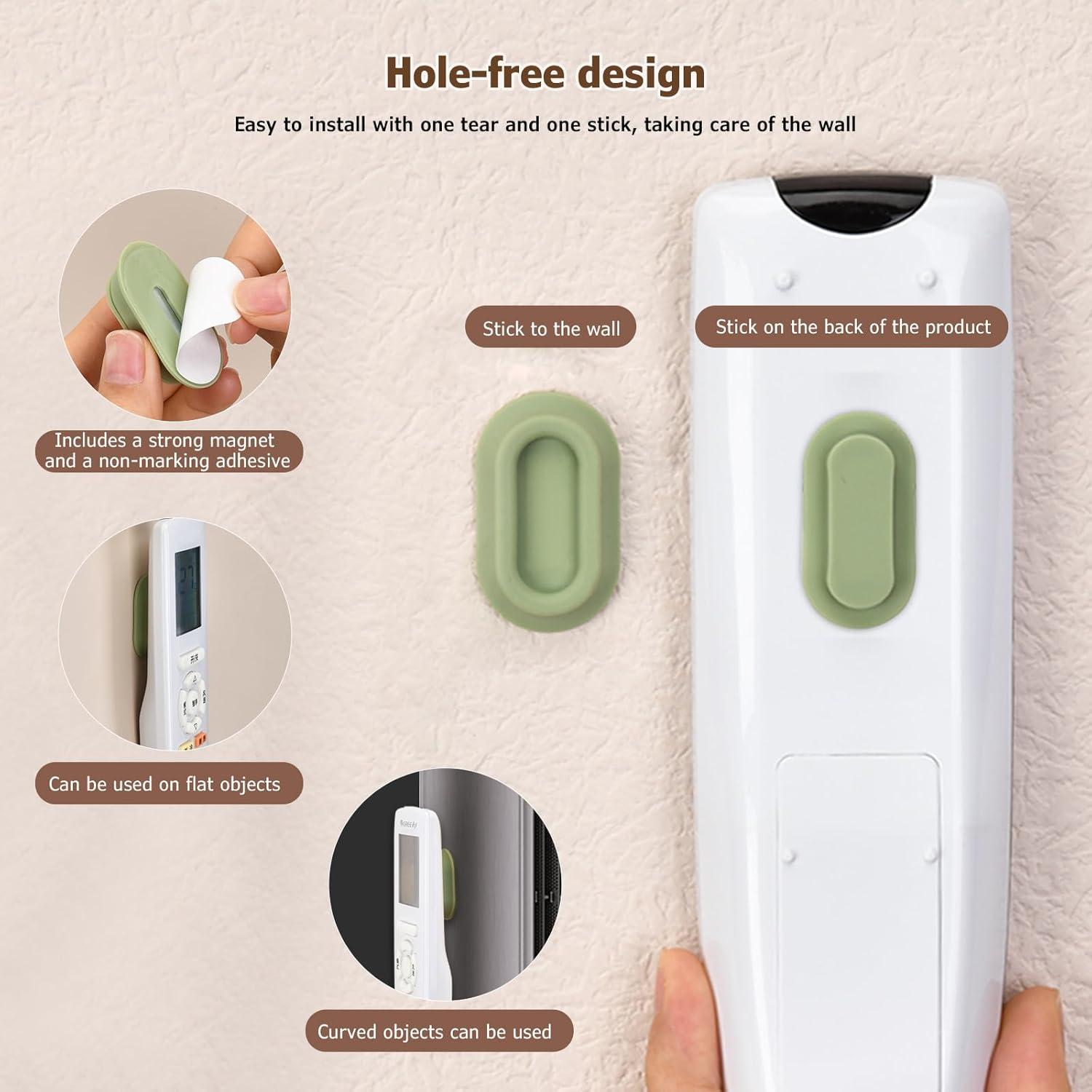 Magnetic Remote Control Holder Wall Mount - 4 Pcs No Drill Self-Adhesive Organizer for Air Conditioner & TV Remotes, Storage Caddy for Televisions Backside - Black