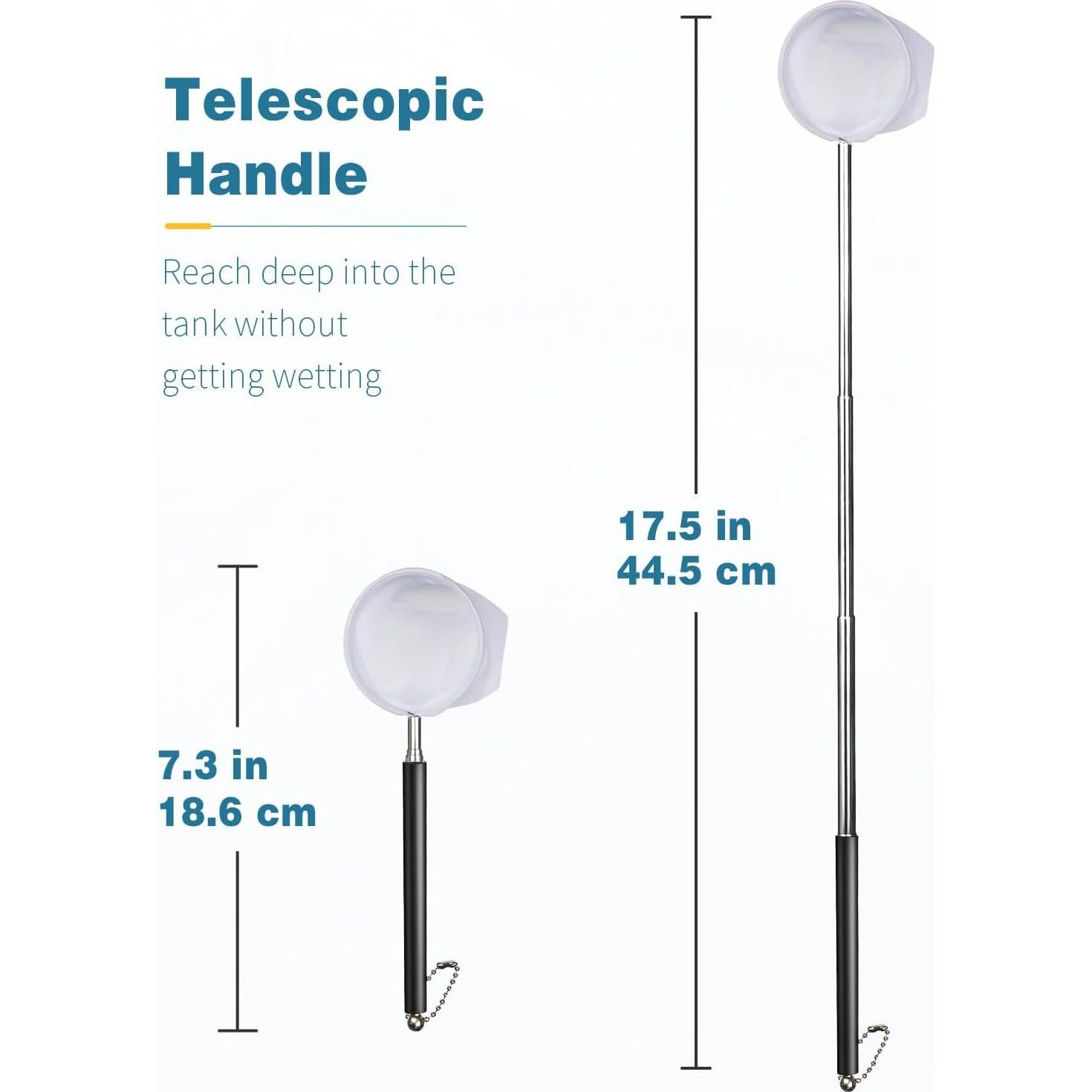 Red de Camarones Pawfly 5.08cm con Mango Telescópico Acero Inoxidable