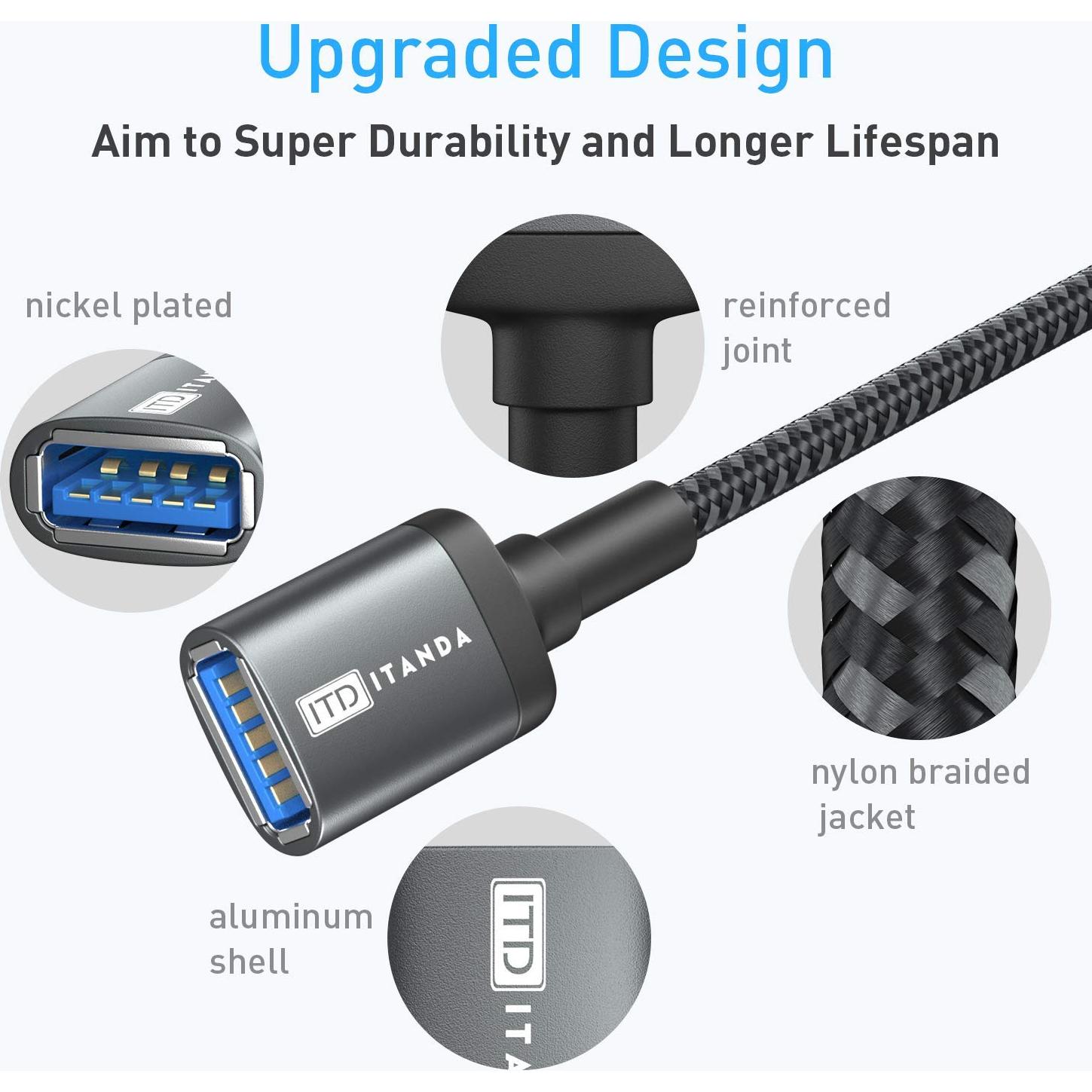 Cable de Extensión USB 3.0 ITD ITANDA 0.46 m Gris 5Gbps