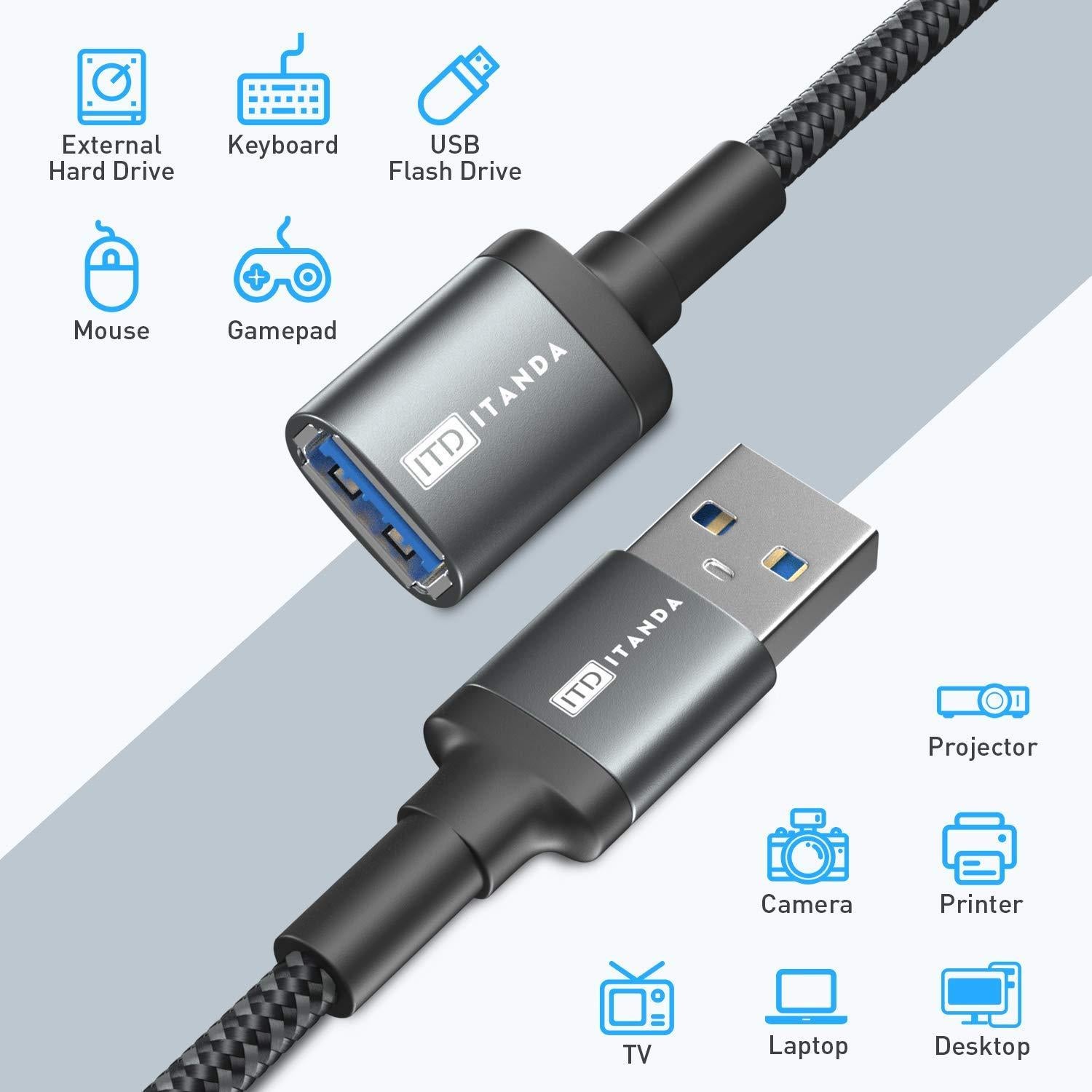 Cable de Extensión USB 3.0 ITD ITANDA 0.46 m Gris 5Gbps