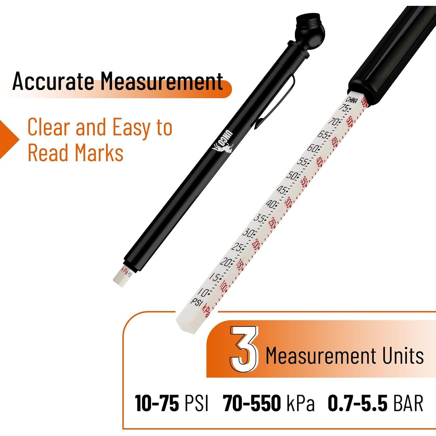 Medidor de Presión de Neumáticos UNCO - 2 Paquete, 10-75 PSI