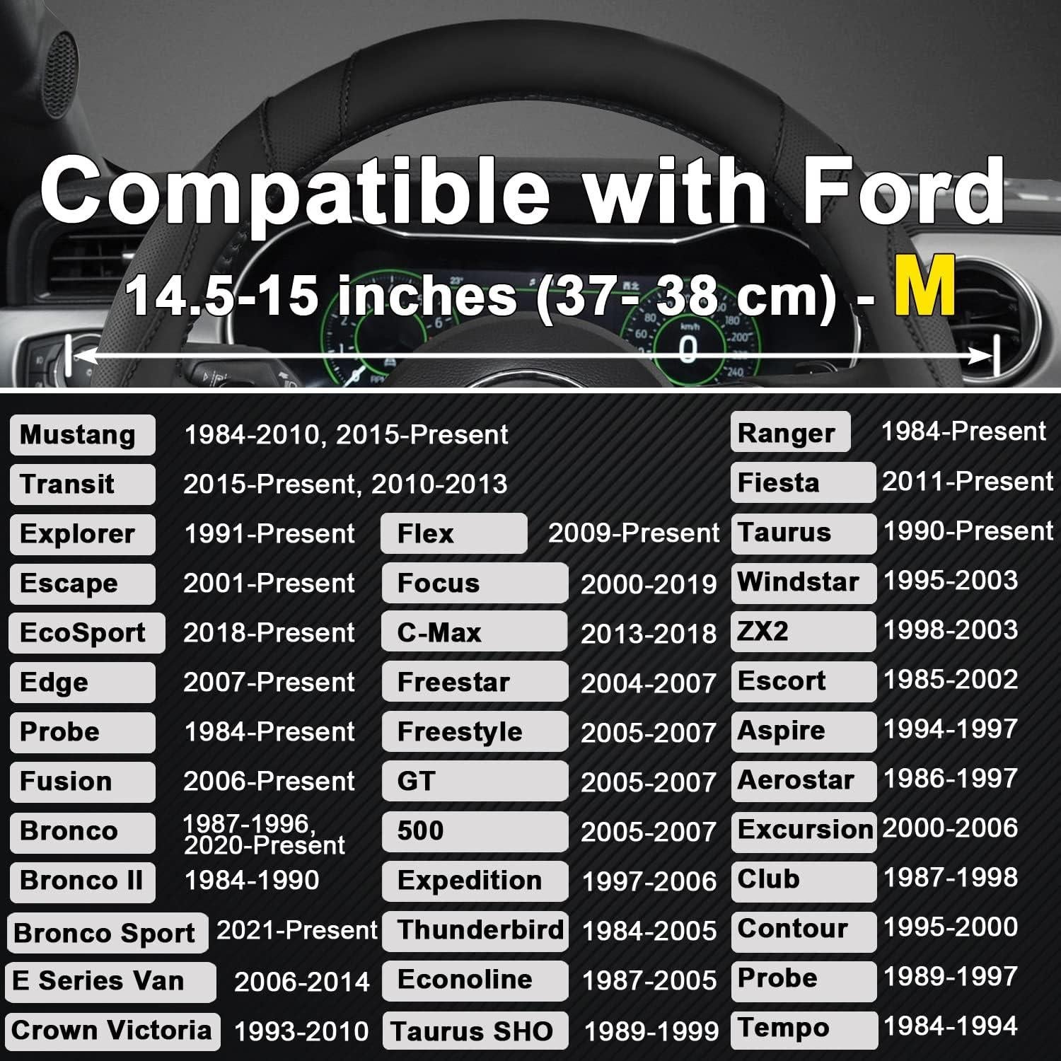 Cubierta de Volante West Llama para Ford Tamaño Estándar Negro