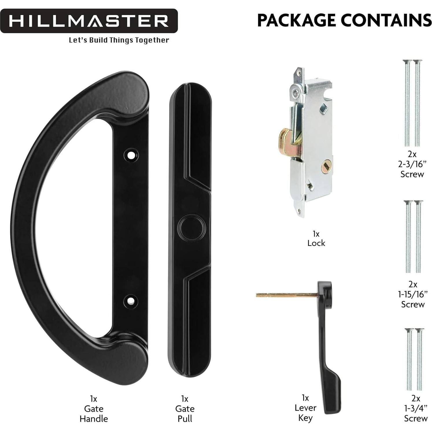Juego de Manijas para Puerta de Patio HILLMASTER Negro 45°