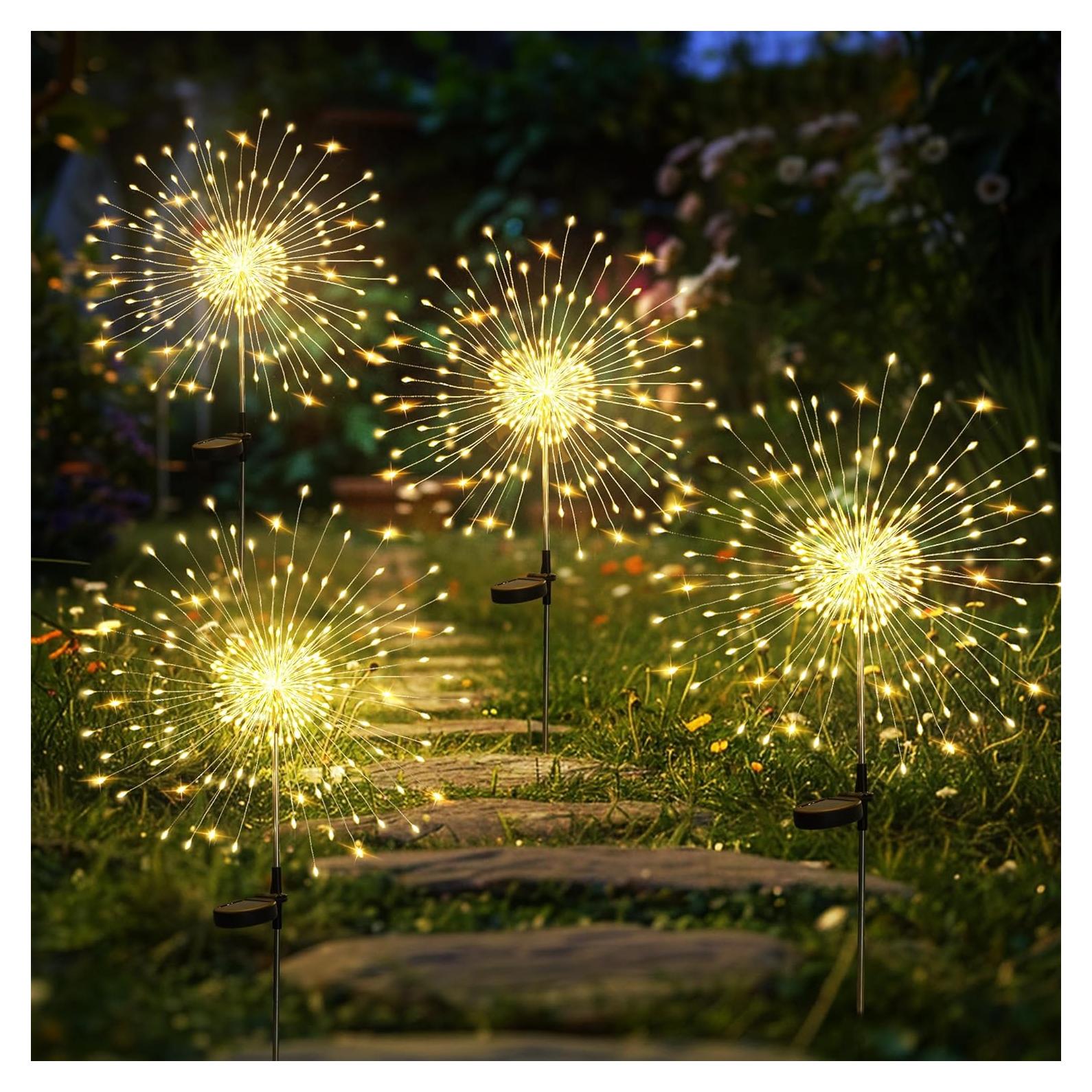 Luces de Jardín Solares GIGALUMI 120 LEDs 4 Paquete Blanco Cálido