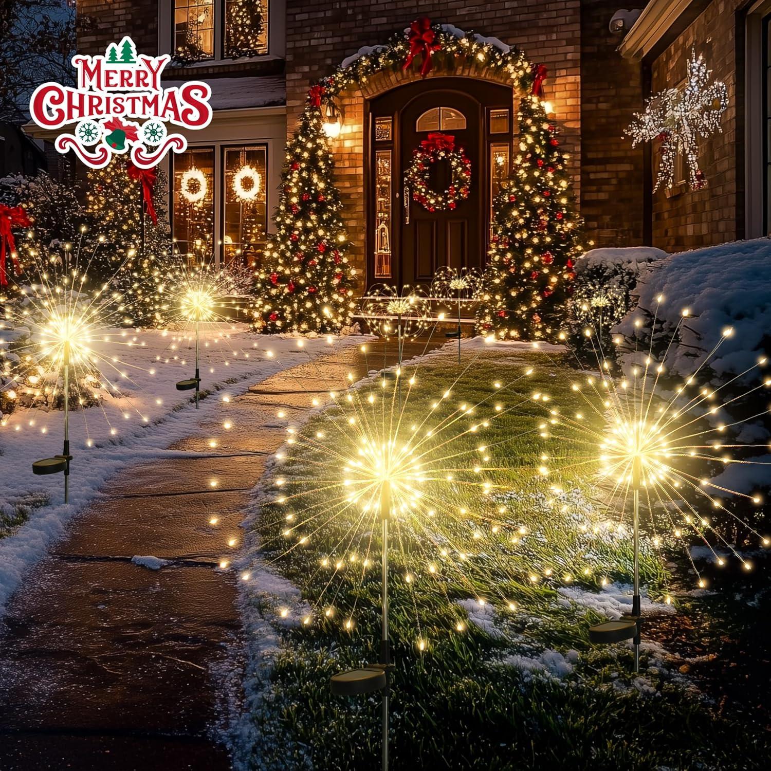 Luces de Jardín Solares GIGALUMI 120 LEDs 4 Paquete Blanco Cálido