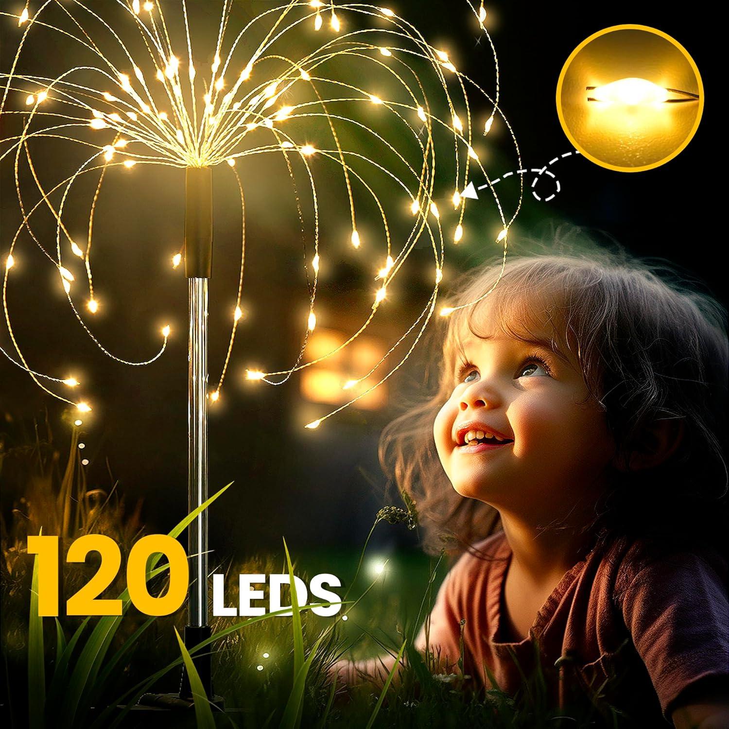 Luces de Jardín Solares GIGALUMI 120 LEDs 4 Paquete Blanco Cálido