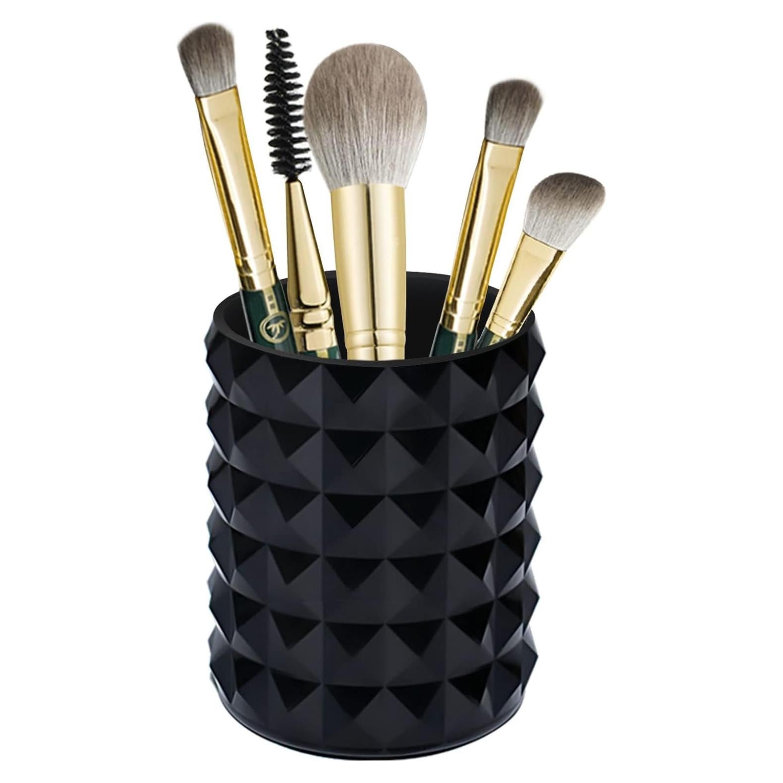 Organizador de Brochas de Maquillaje Funtygy Acrílico Negro 8cm