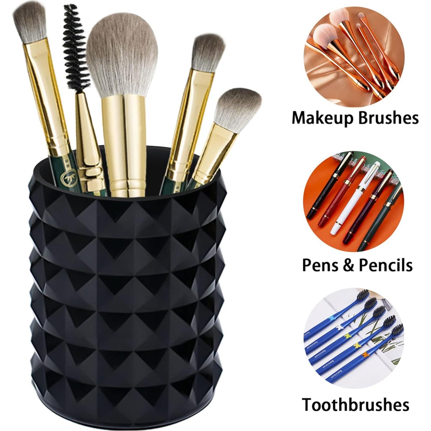 Organizador de Brochas de Maquillaje Funtygy Acrílico Negro 8cm