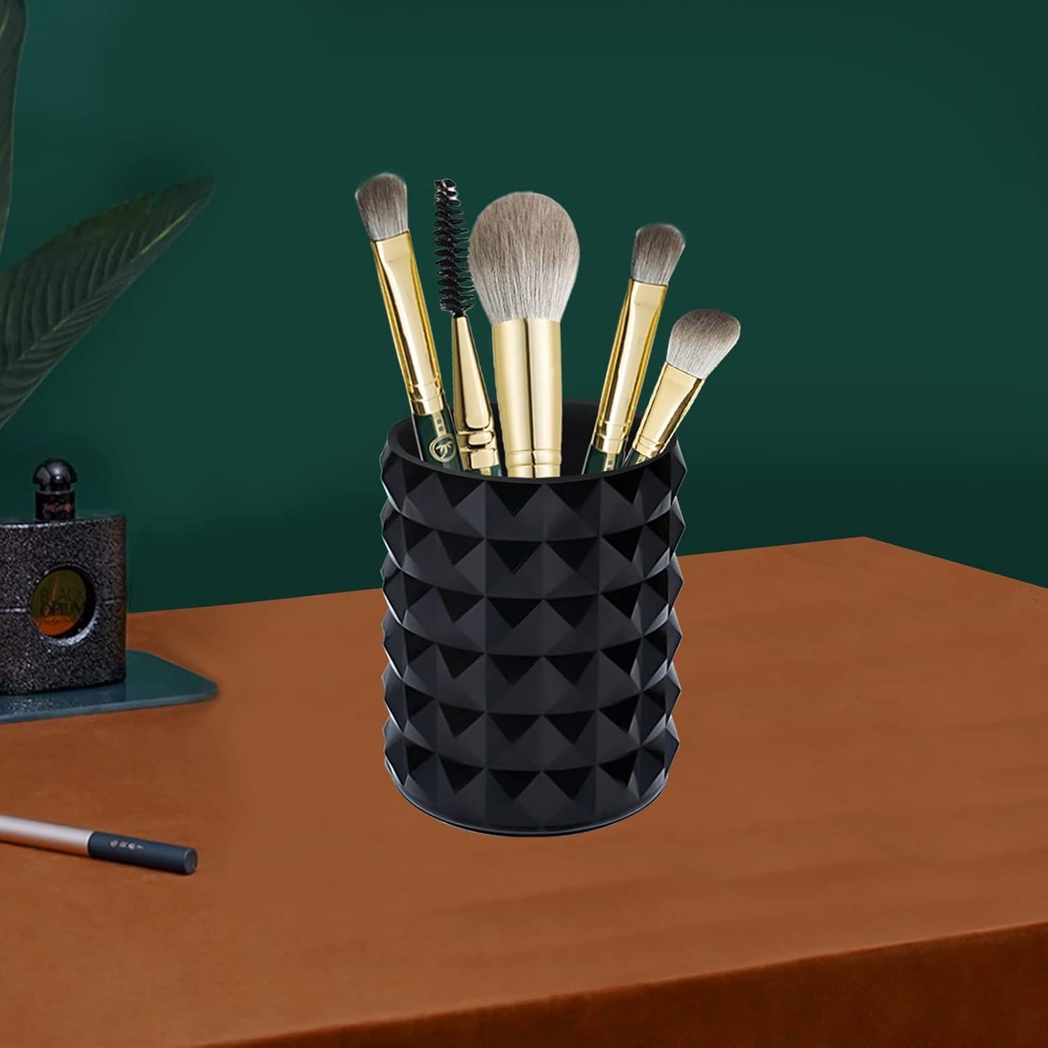 Organizador de Brochas de Maquillaje Funtygy Acrílico Negro 8cm