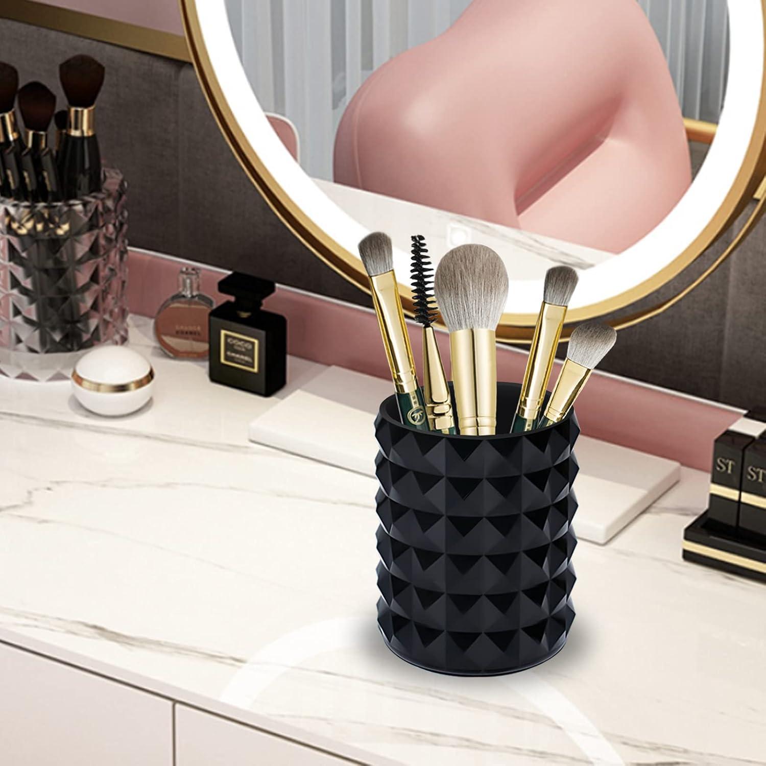 Organizador de Brochas de Maquillaje Funtygy Acrílico Negro 8cm