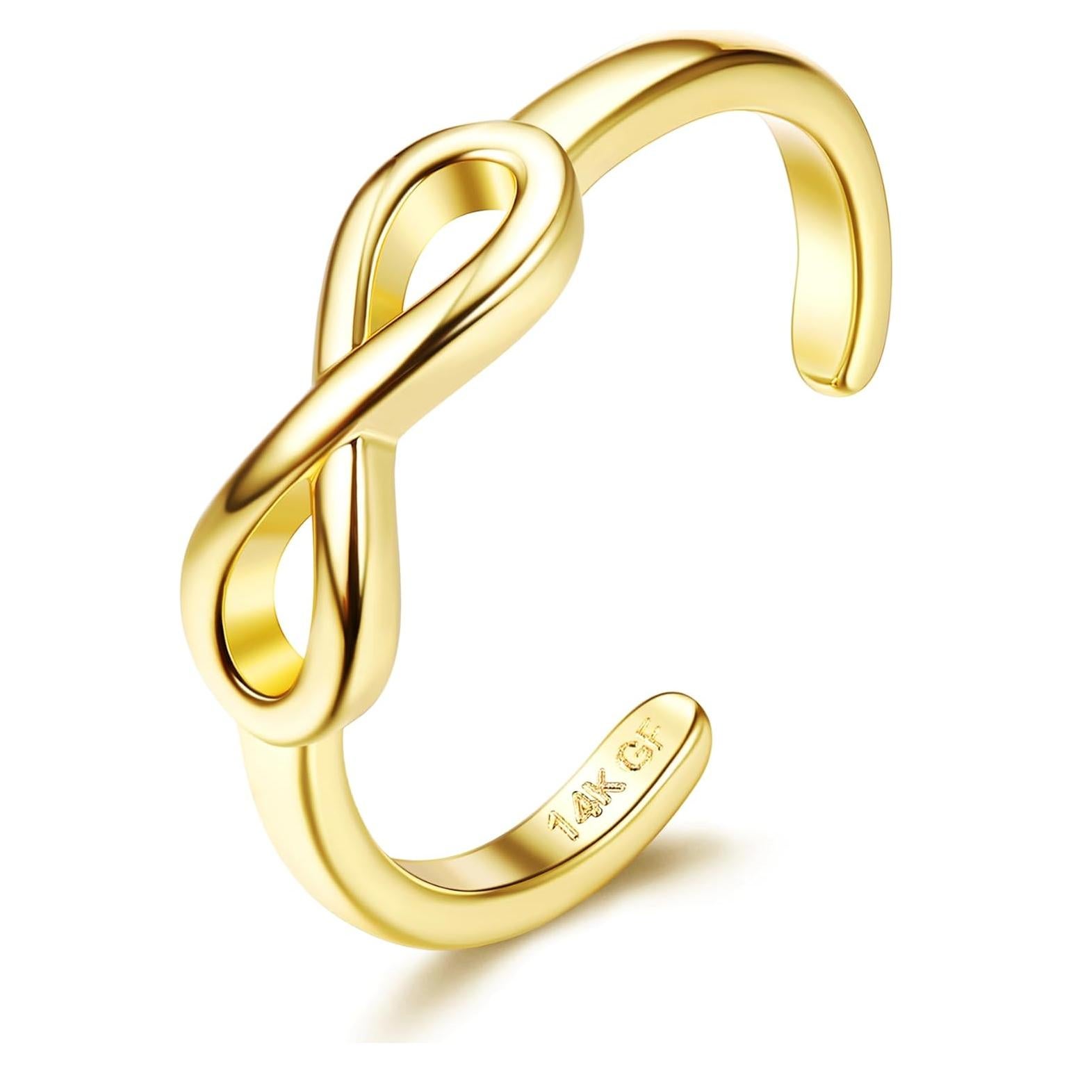 FASACCO 14k Gold Fillled Toe Rings for Women Hug CZ Triple Moonstone Snake Knot Simple Band Toe Rings Adjustable Toe Rings