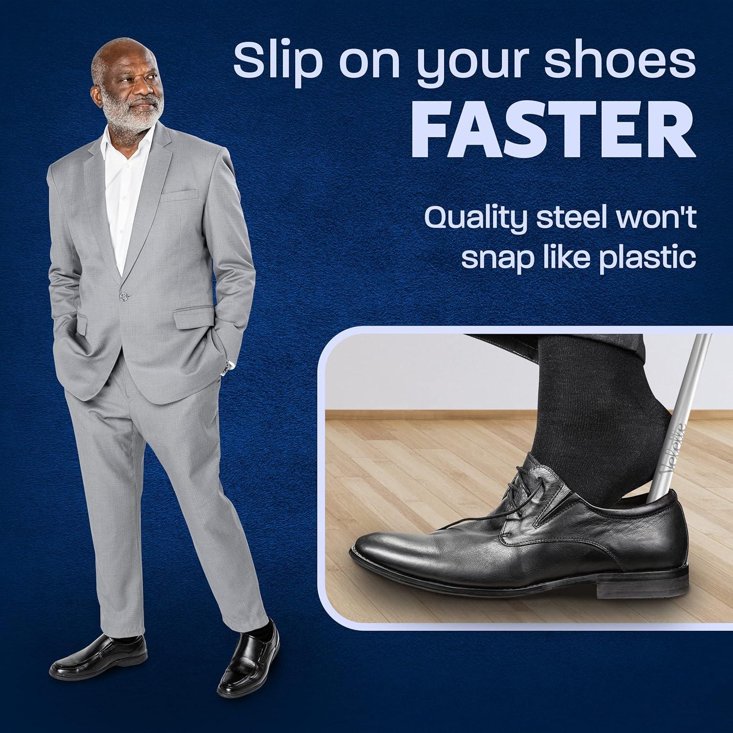 Cuerno de Zapato de Metal Mango Largo para Adultos - 42cm