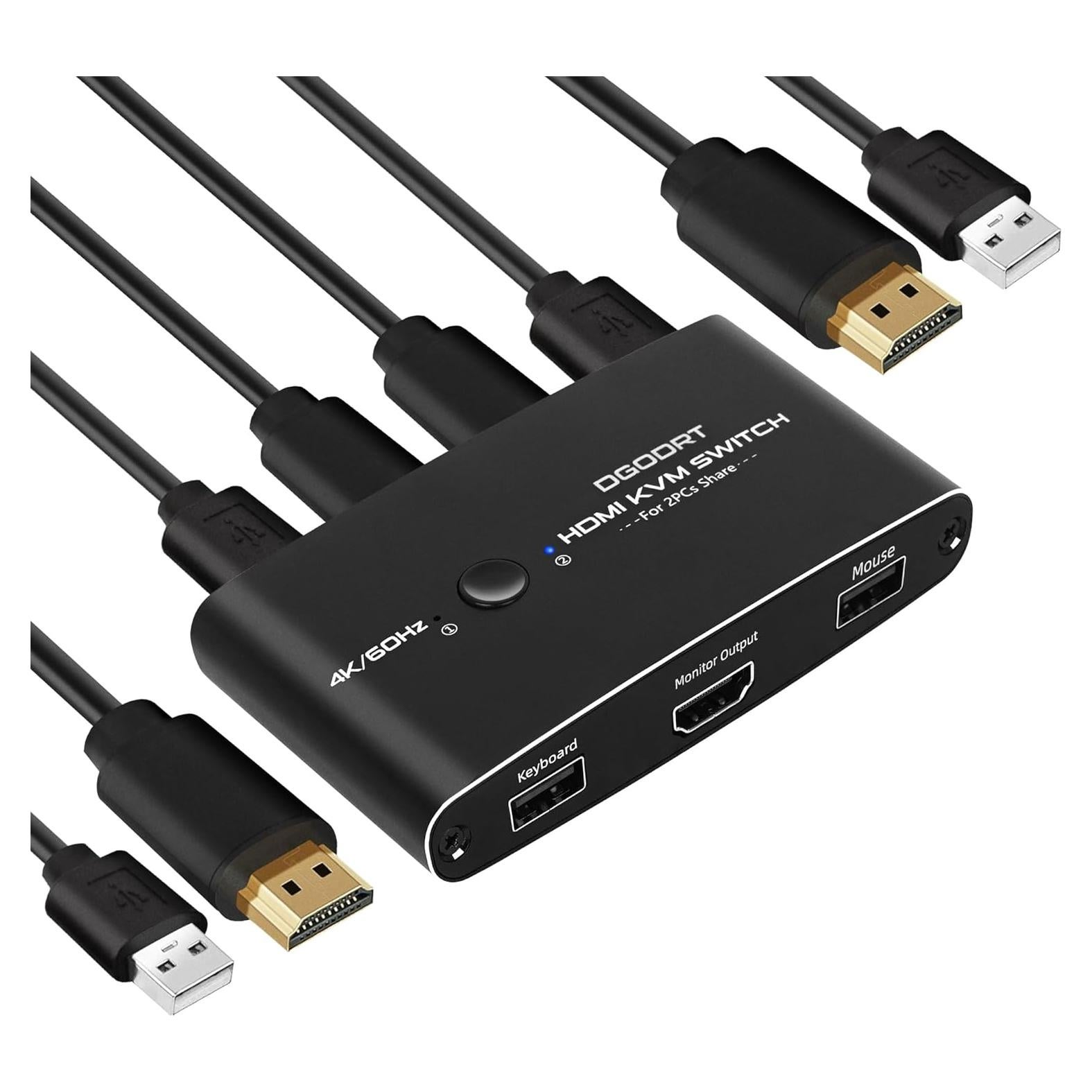 Interruptor KVM HDMI DGODRT 2 Puertos 4K 60Hz USB