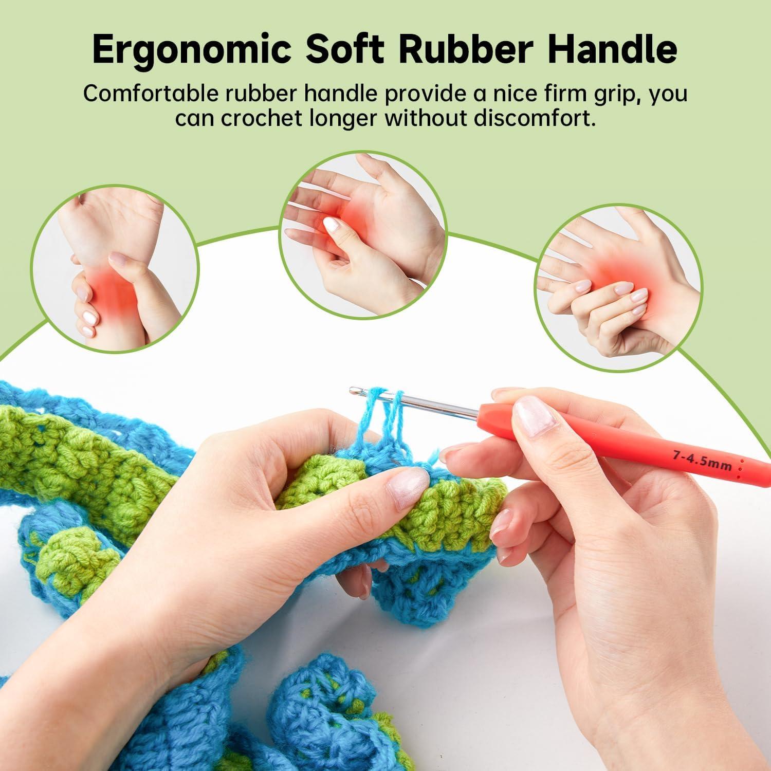 Kit de Ganchos de Crochet Inscraft 67 Pcs con Mangos Ergonómicos