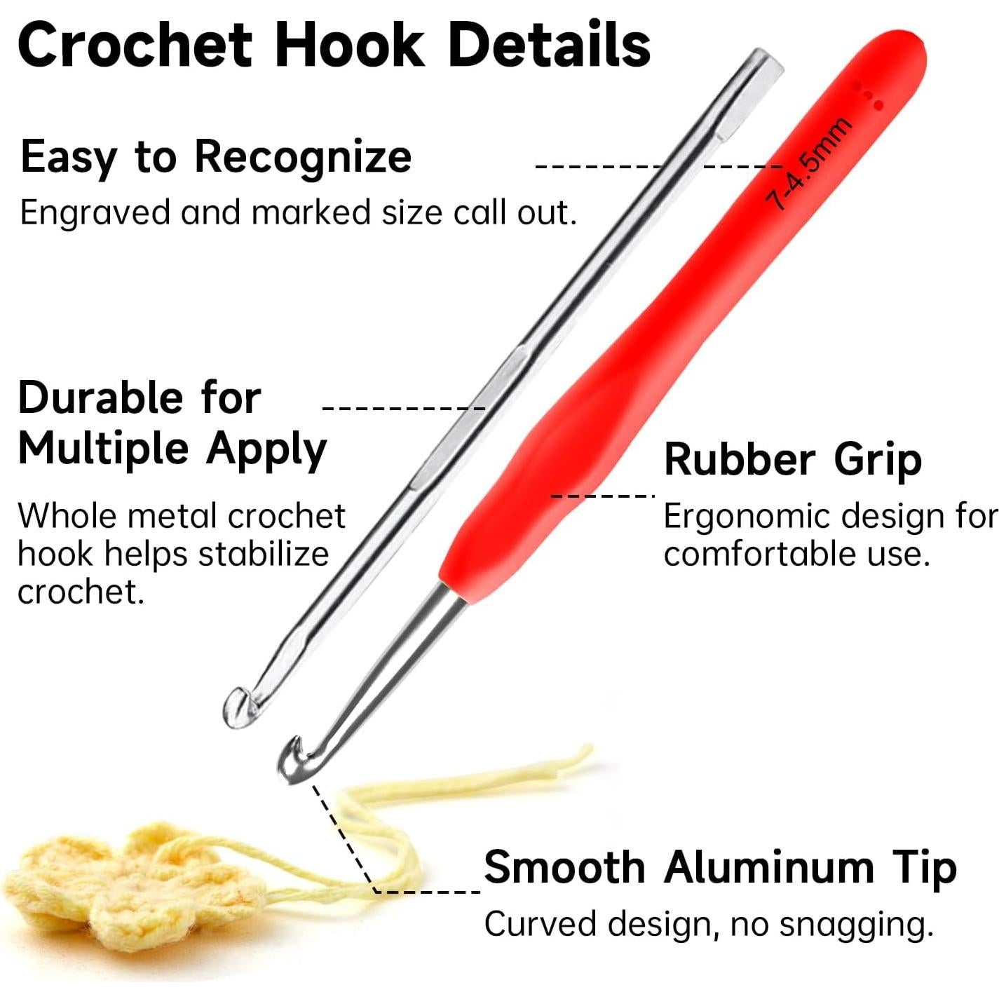 Kit de Ganchos de Crochet Inscraft 67 Pcs con Mangos Ergonómicos