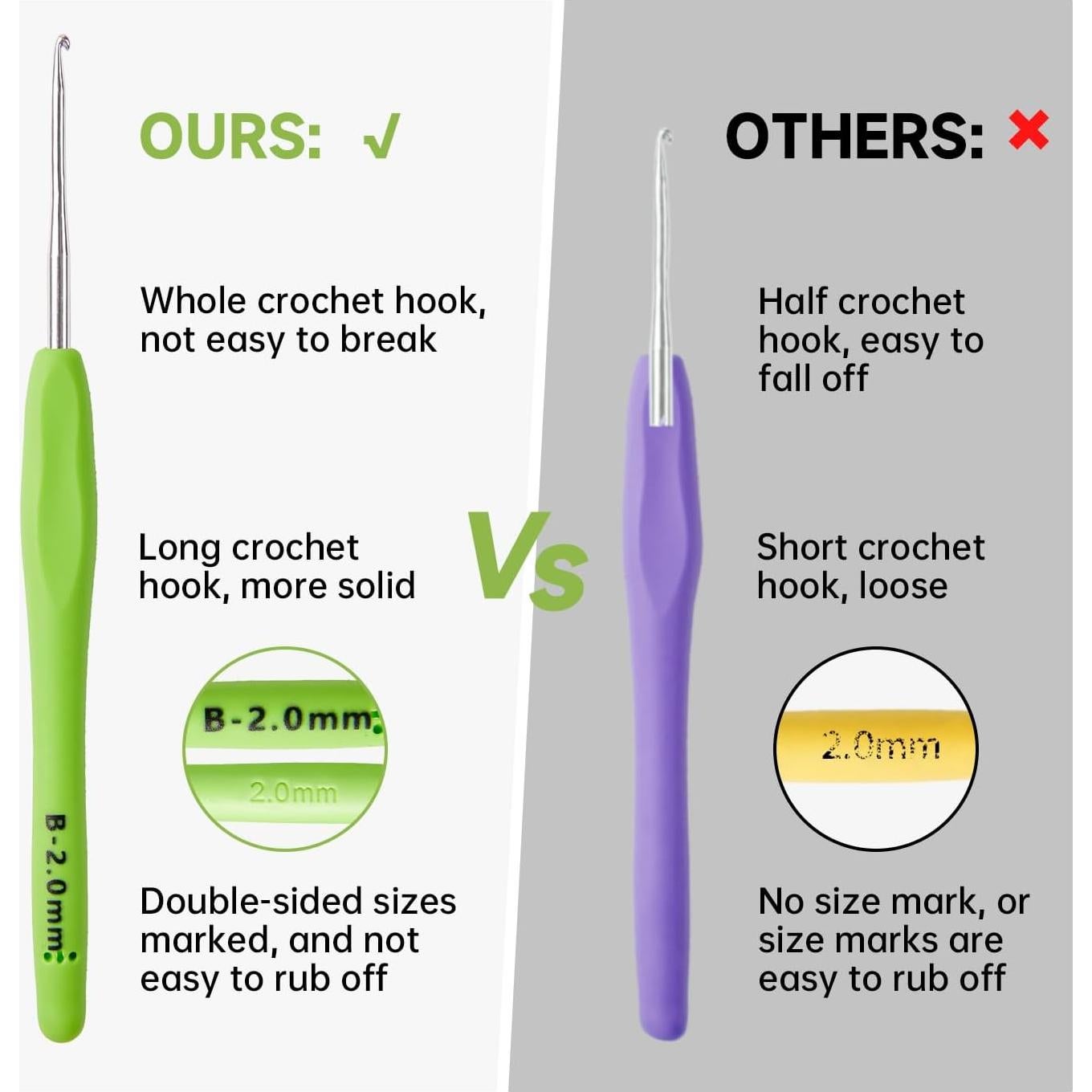 Kit de Ganchos de Crochet Inscraft 67 Pcs con Mangos Ergonómicos