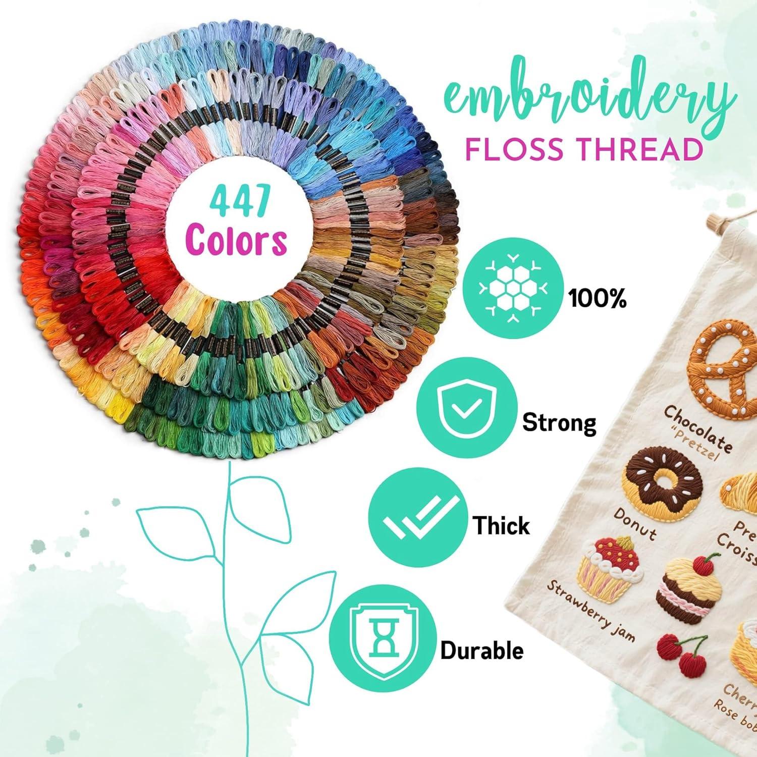 Hilos de Bordado Elementos de Athena - 447 Colores Algodón