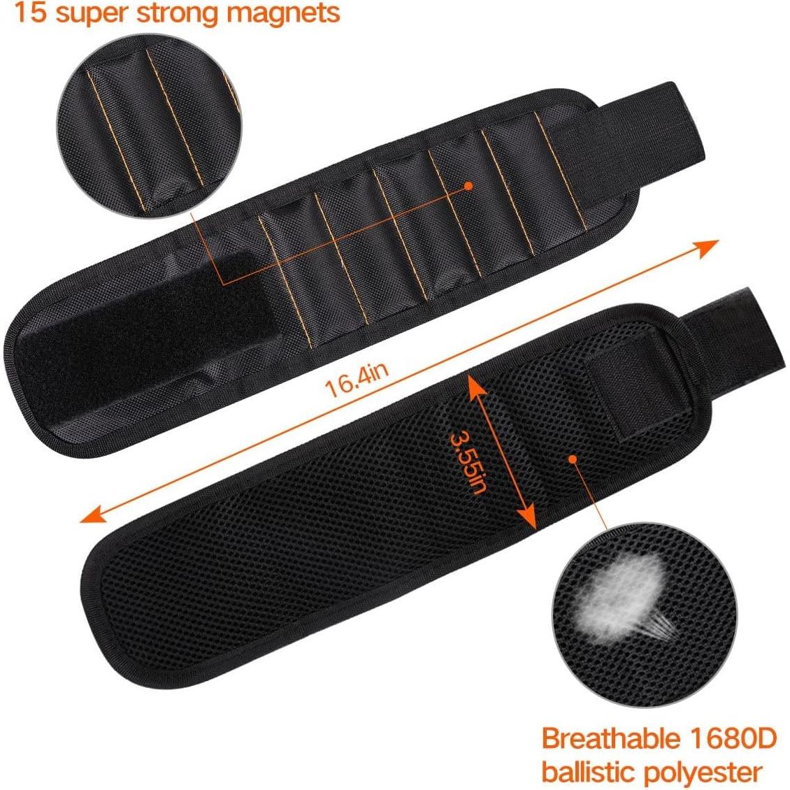 Pulsera Magnética LATME Negra con 15 Imanes para Herramientas