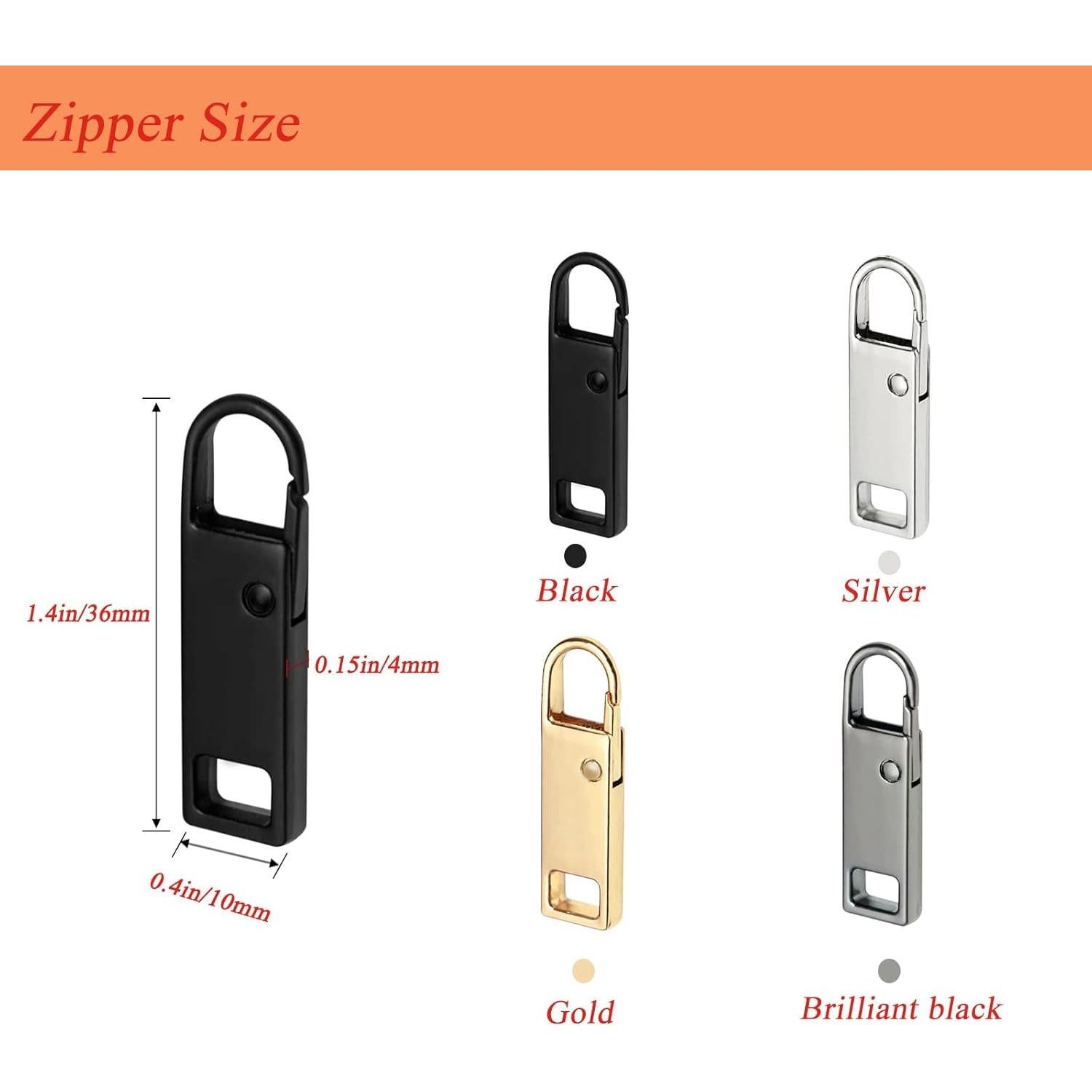 Tiradores de Cremallera Urmspst 8 Piezas Metal 4 Colores