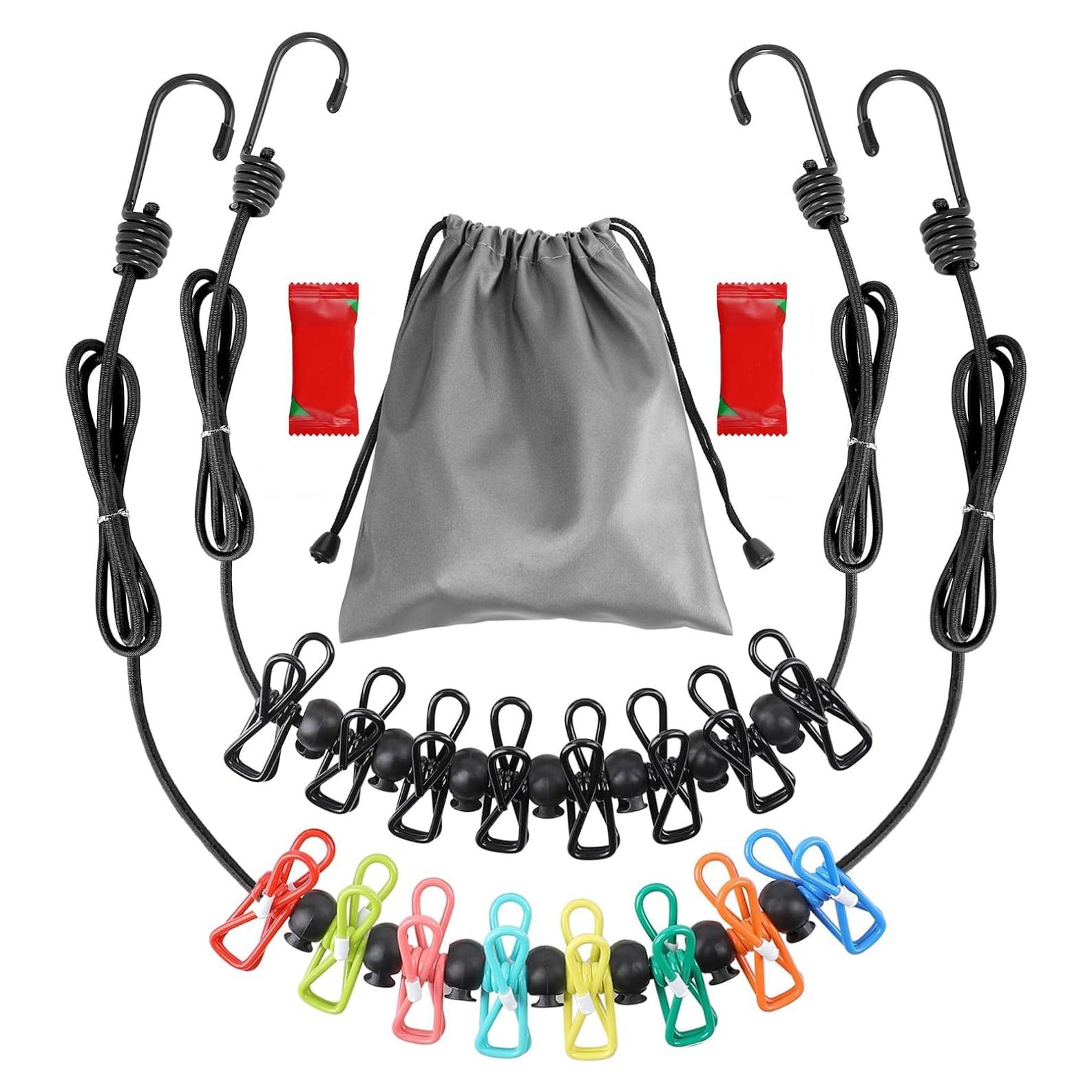 Cuerda de Ropa Portátil Retráctil Tekeviss 2.4m con Pinzas