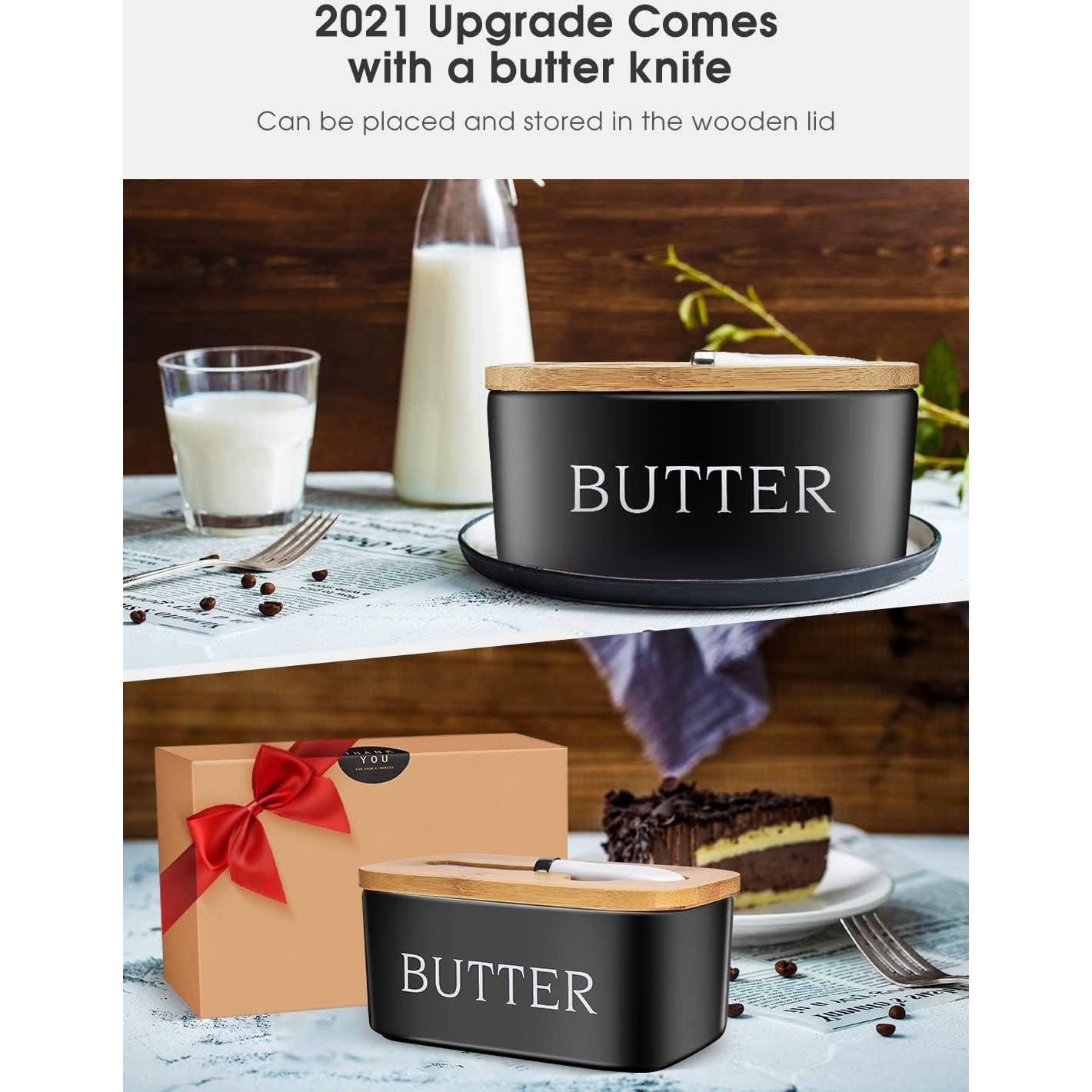 Plato de Mantequilla con Tapa AISBUGUR Cerámica Negra 15x10cm