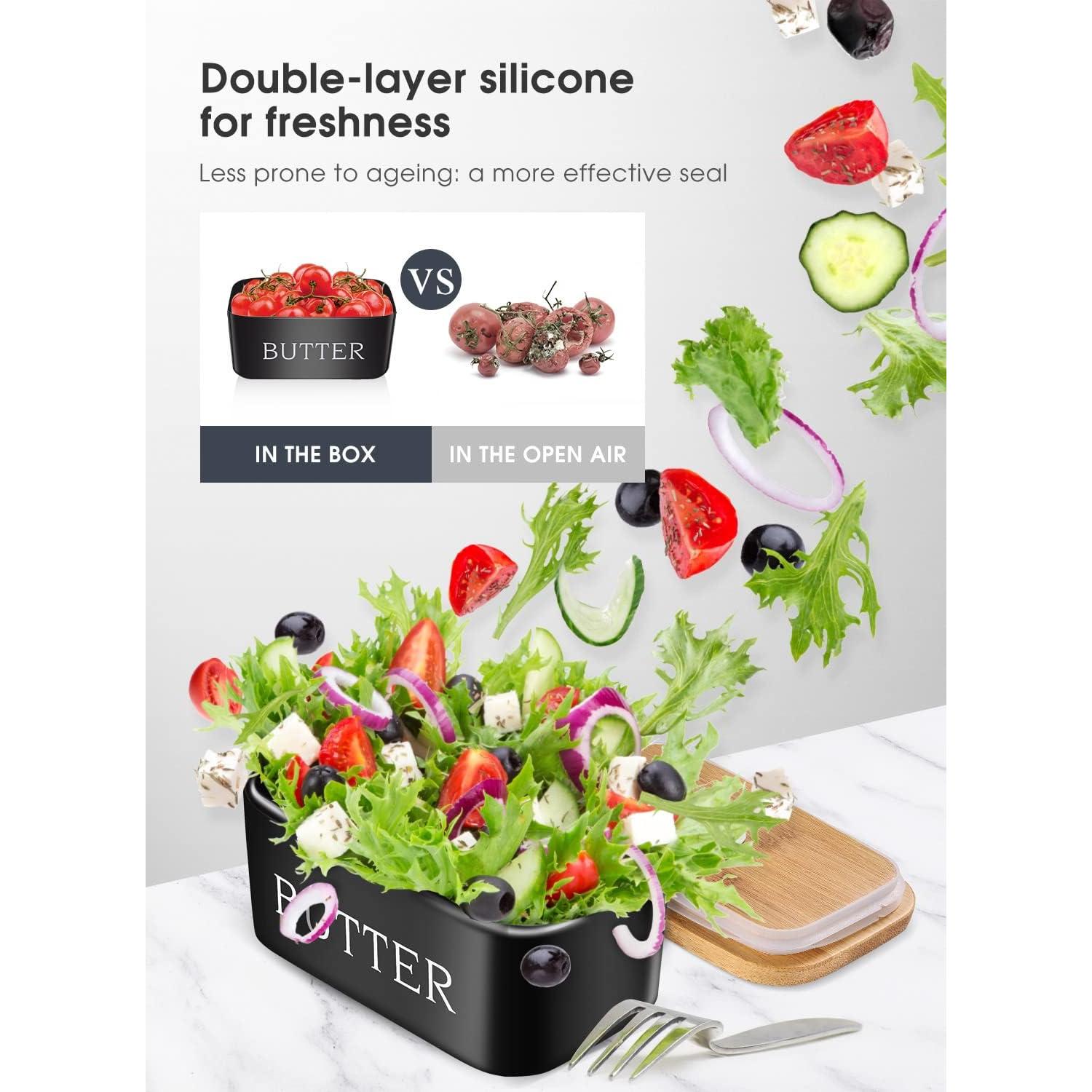 Plato de Mantequilla con Tapa AISBUGUR Cerámica Negra 15x10cm